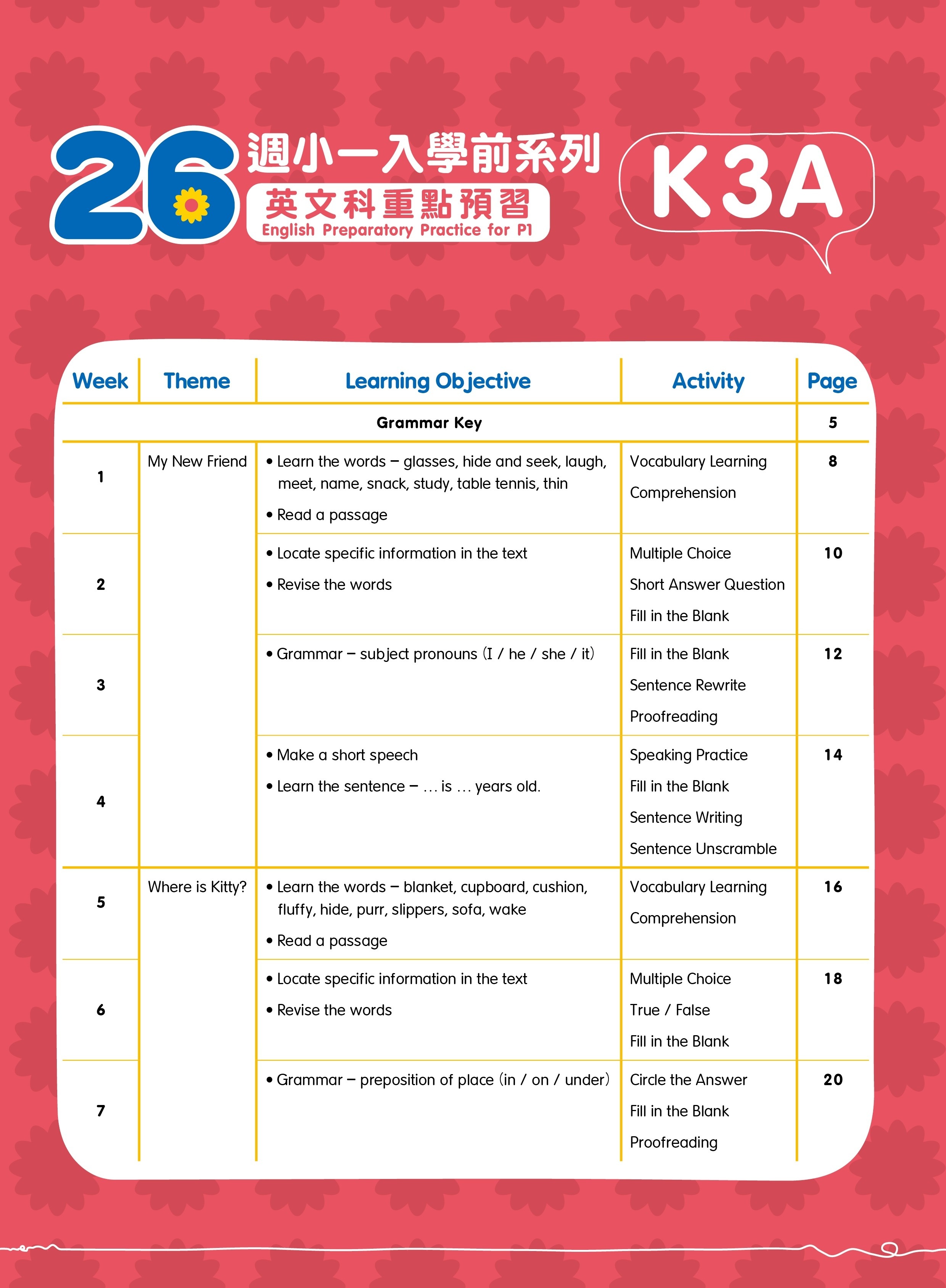 【多買多折】26週小一入學前系列英文科重點預習K3A