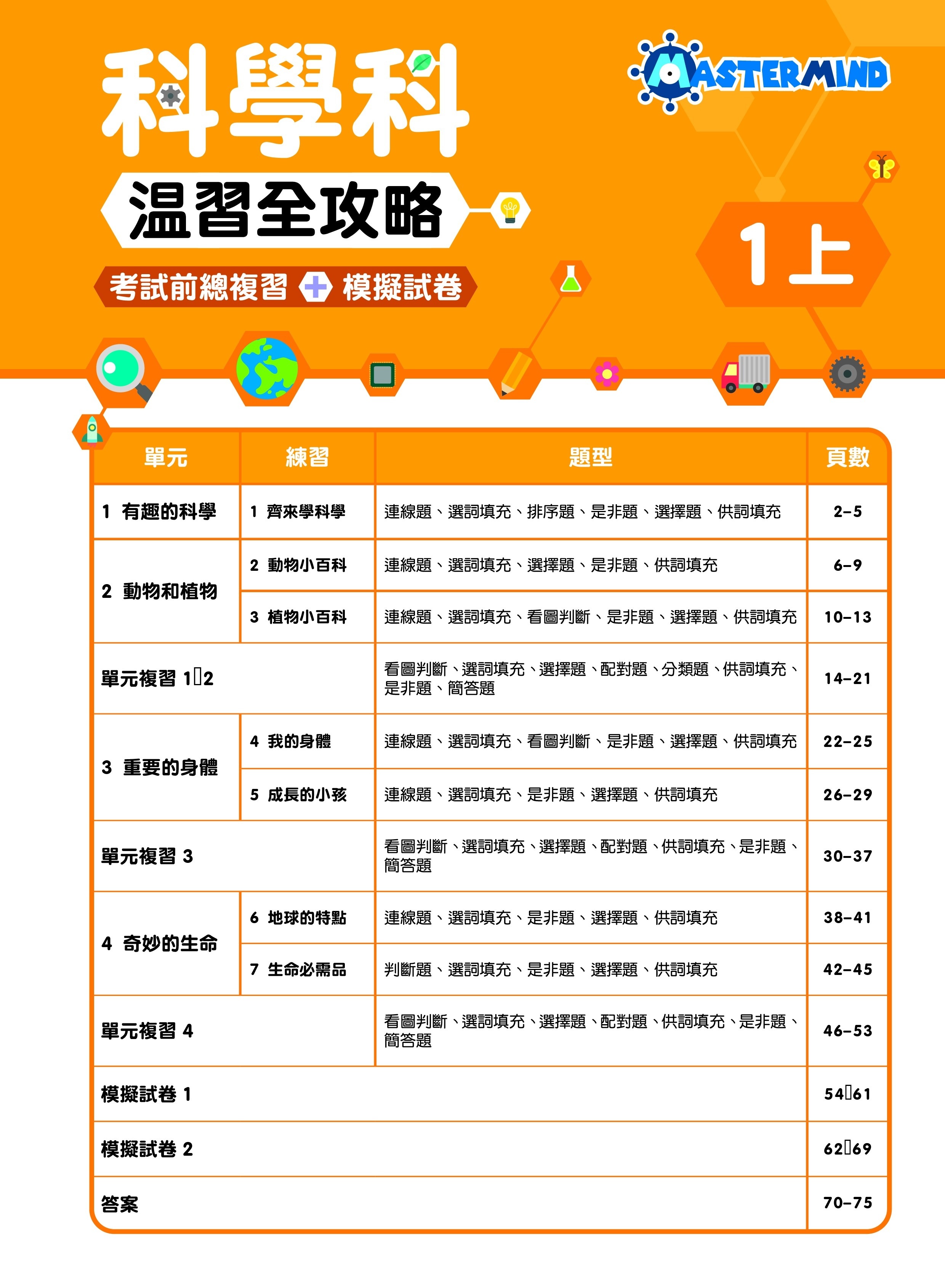 【多買多折】《科學科溫習全攻略  考試前總複習+模擬試卷》1上
