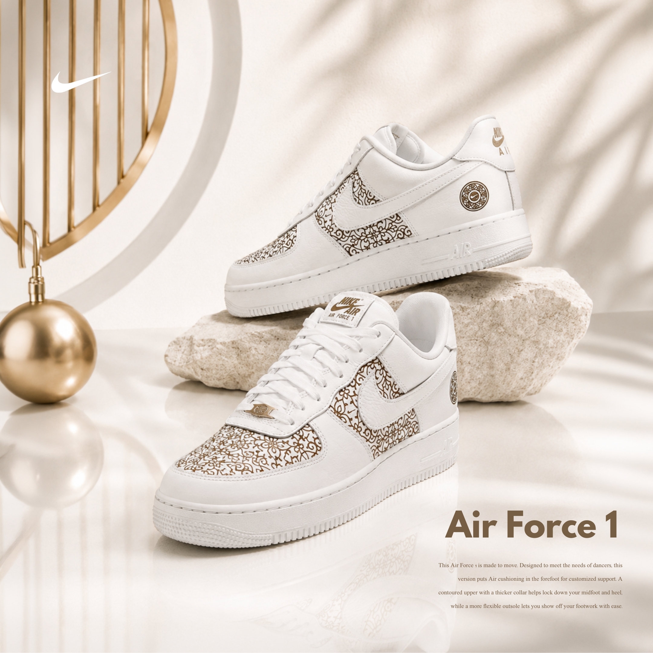 NICEDAY 代購 Nike Air Force 1 Low 金絲雀 金 精品 白 白金 IV5754-100
