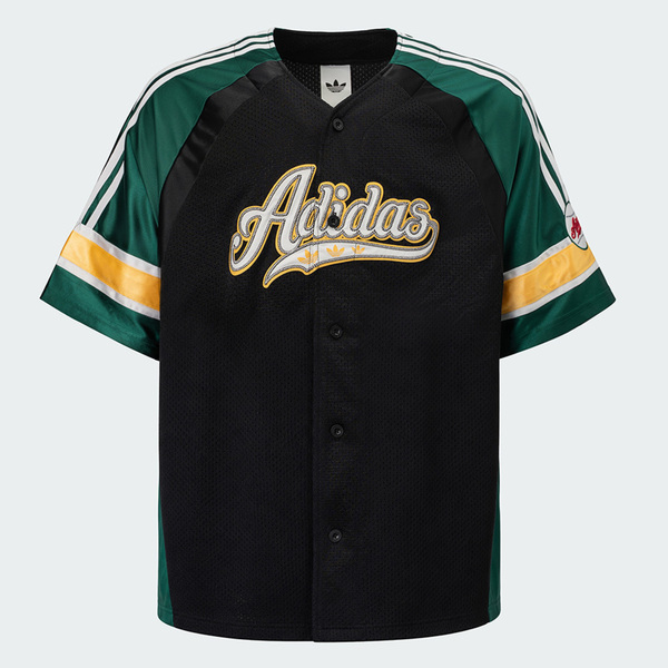 Adidas 愛迪達 Baseball Shirt LF6055 男 T恤 運動上衣 休閒短袖 復古球衣 黑