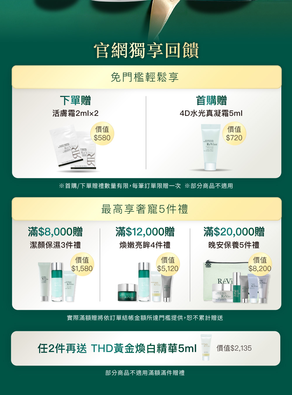 ReVive美國頂級權威醫學保養品牌，每月官網限定首購優惠，下單加碼贈再享 LINE POINTS回饋
