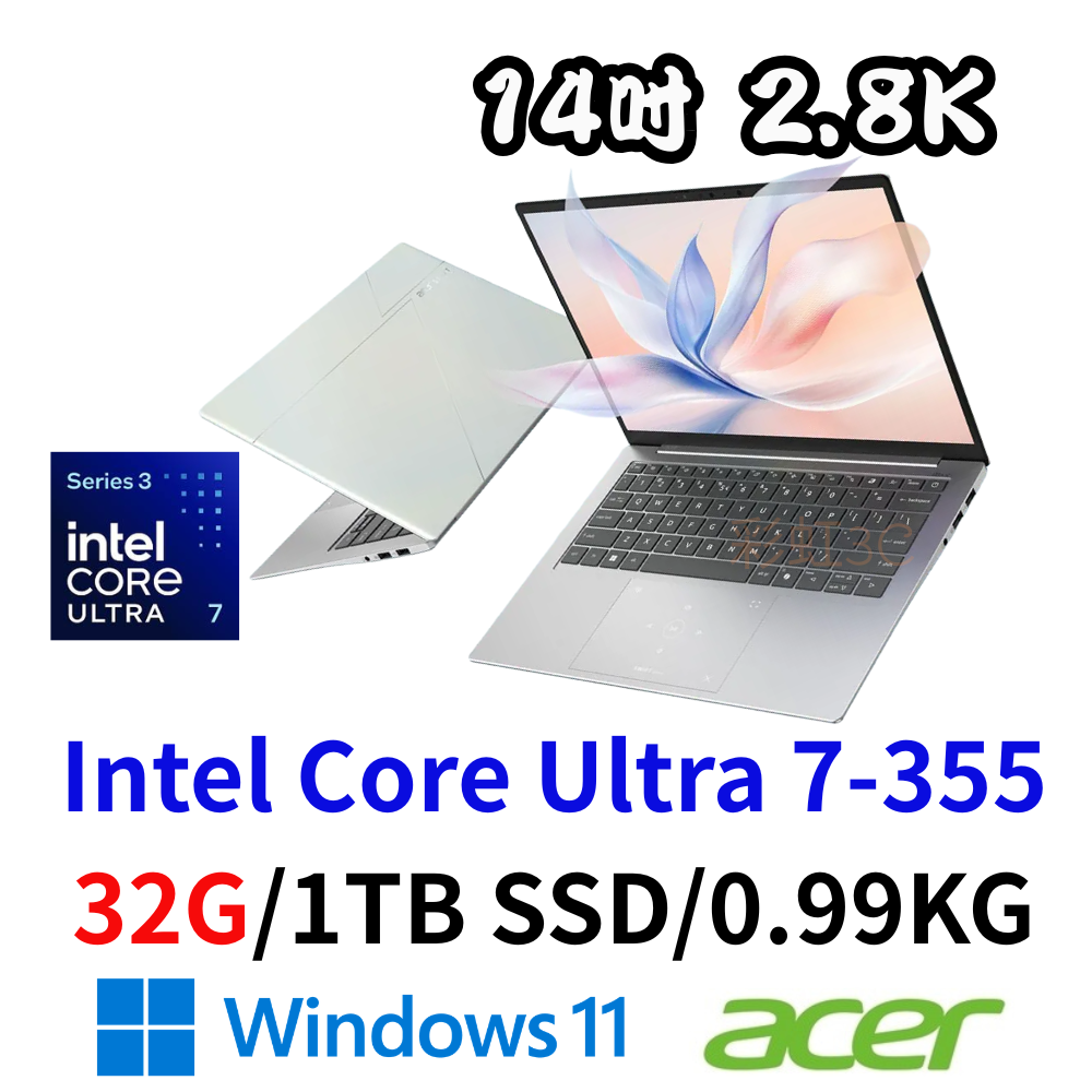 Acer 宏碁 Swift Edge SFE14-I51-75LQ 14吋極輕薄筆電 Ultra 7 355/32G/1TSD/W11