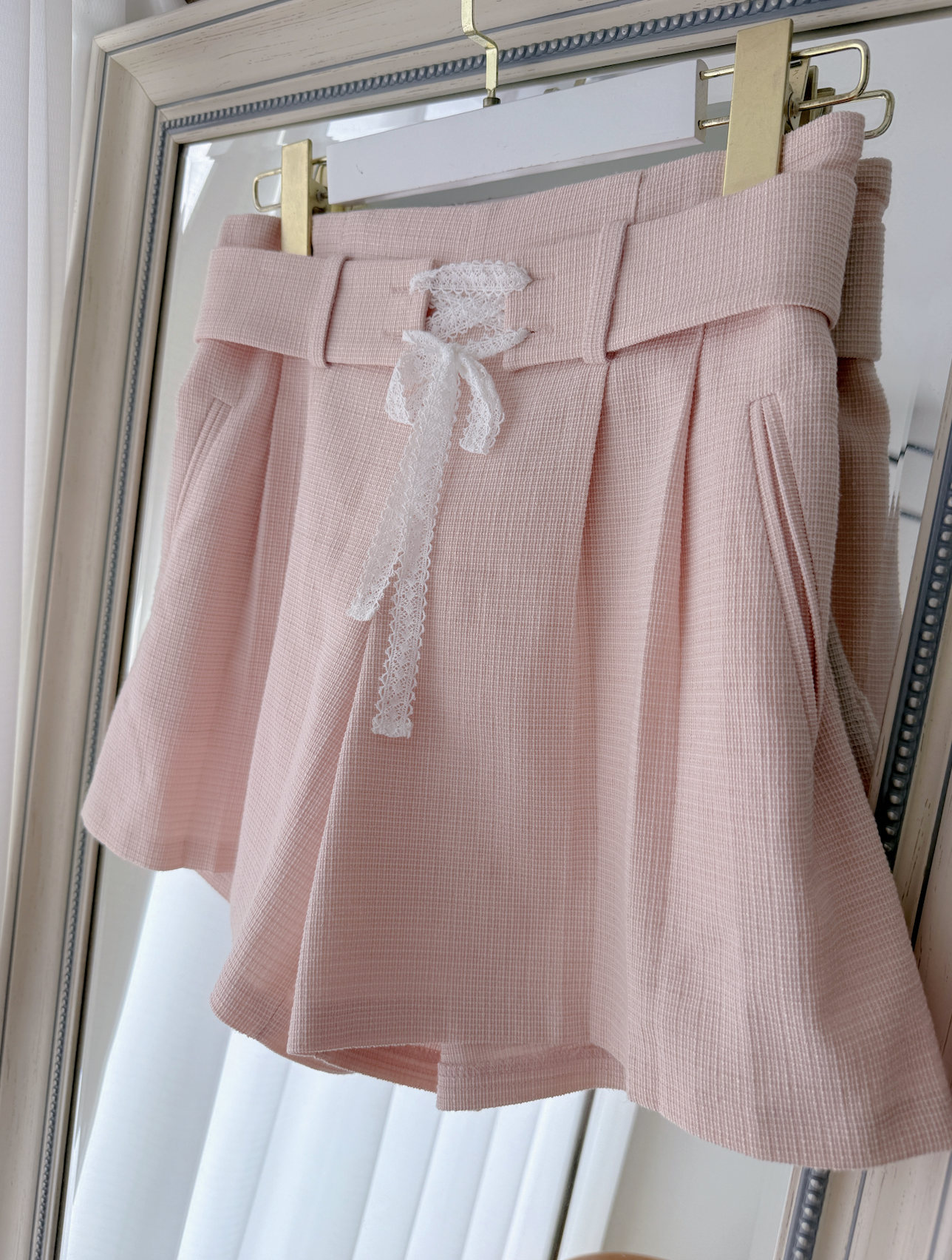 *BJ2 ONLY* THE PEACHY PINK SUMMER TWEED LACE BELT SHORTS LIVE 0804 260802