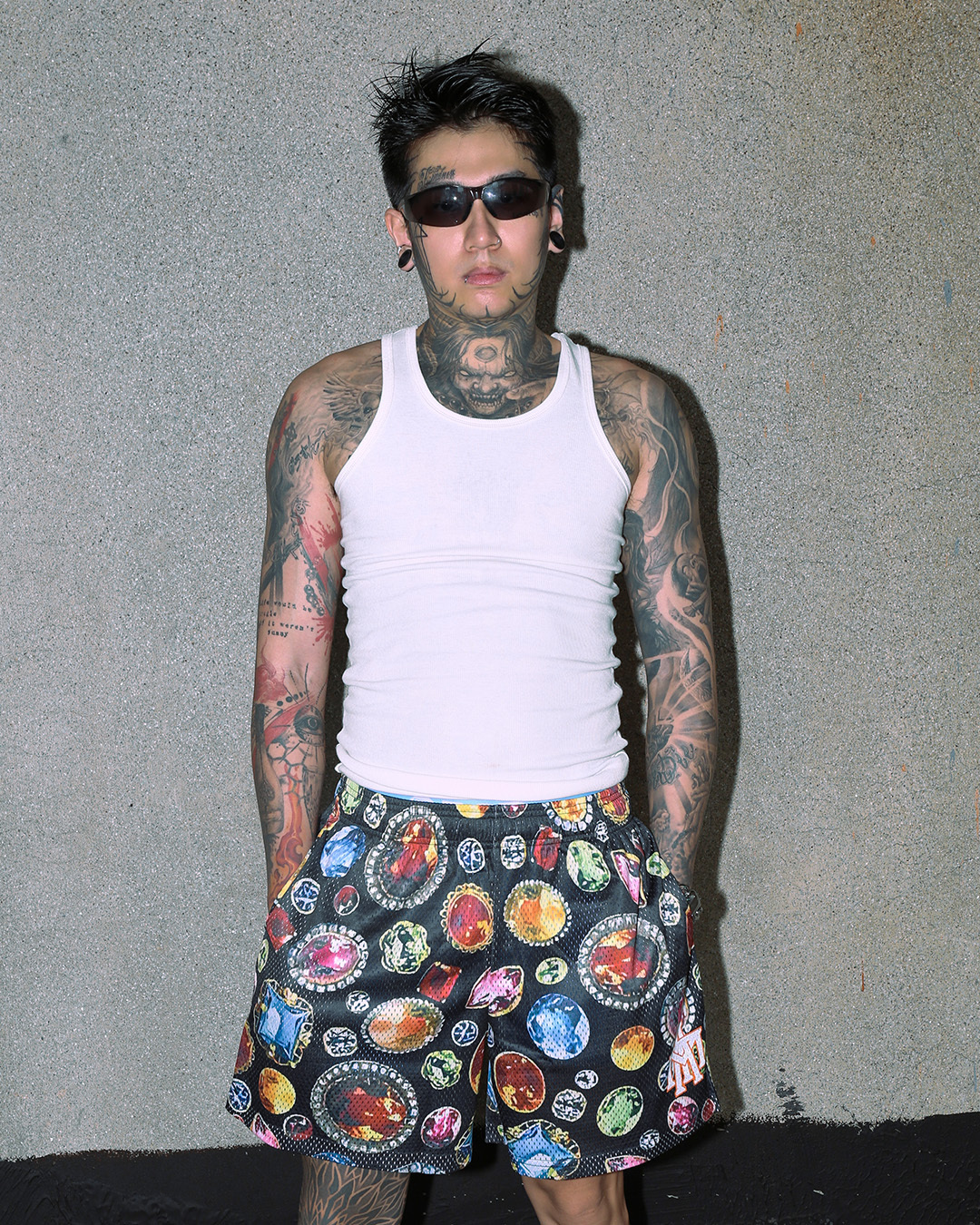 MTA GEM MESH SHORTS 黑色 寶石 滿版 透氣 單層 網布 短褲【M26SBSG-BK】