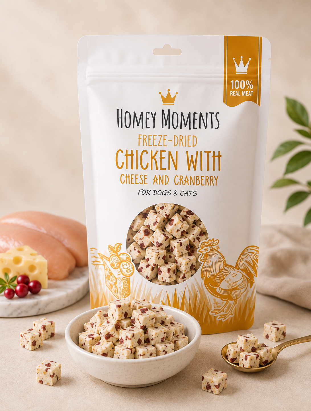 Homey Moments - 芝士小紅莓凍乾雞粒(200g)