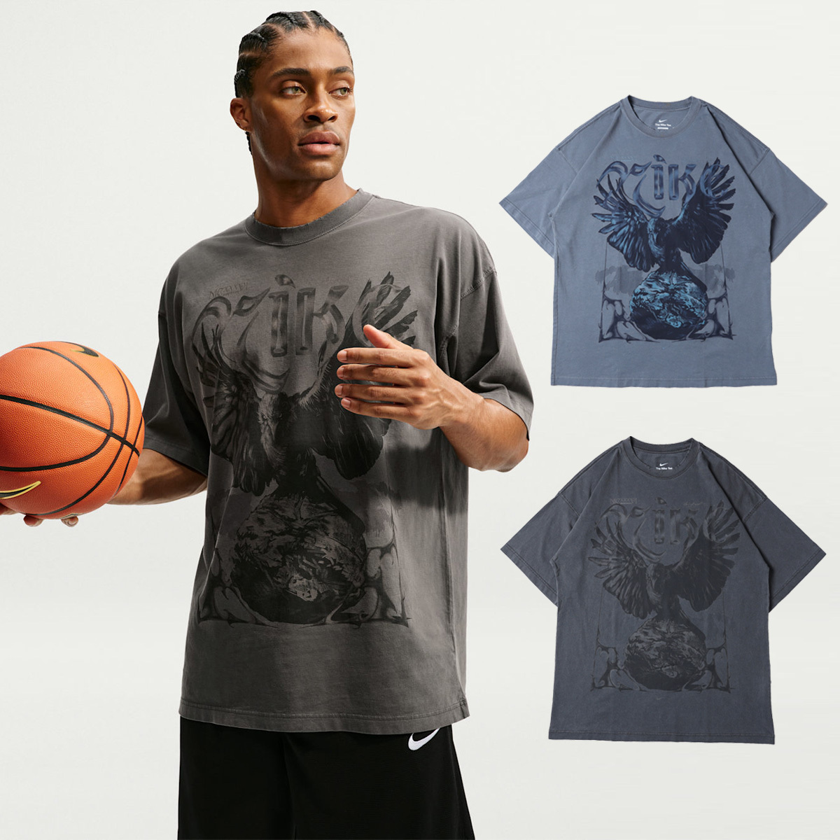 男款 NIKE SUMMIT OS CROW TEE 深灰 淺灰 烏鴉 做舊 寬鬆 落肩 印花 短T【IM5037】NKTF
