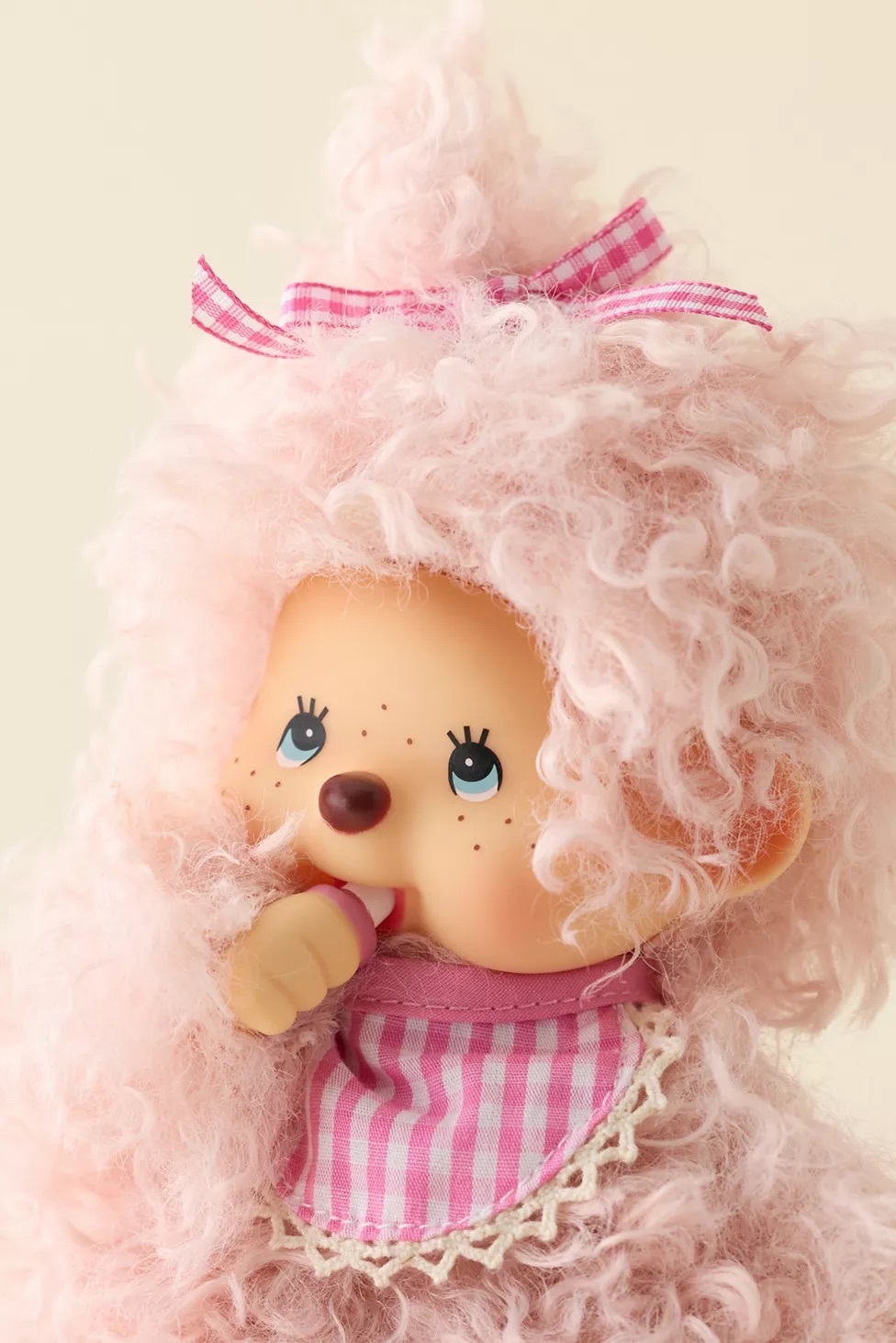 （預購）Monchhichi 蒙奇奇 歐美限定 ✨粉紅捲毛大公仔 玩偶