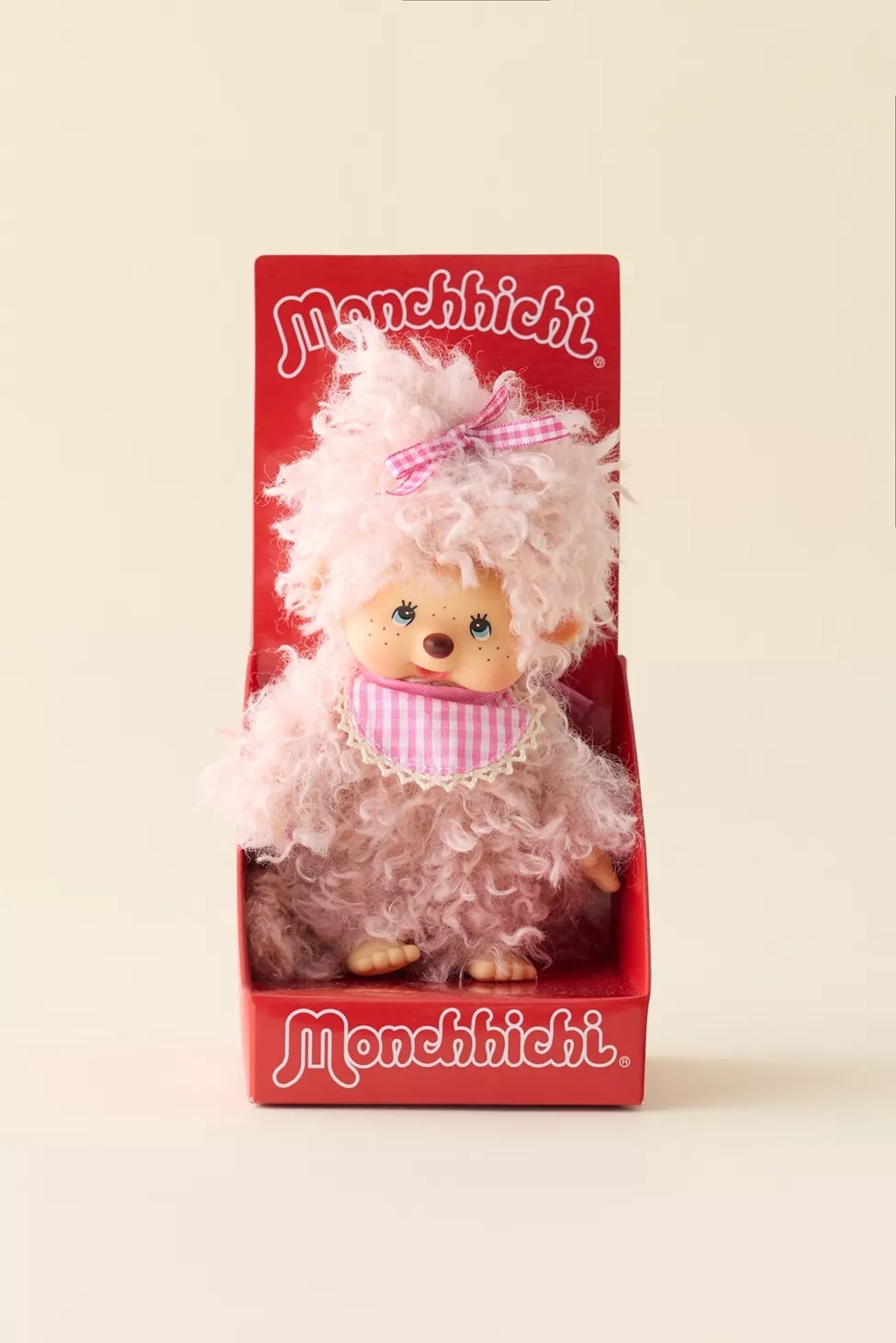 （預購）Monchhichi 蒙奇奇 歐美限定 ✨粉紅捲毛大公仔 玩偶