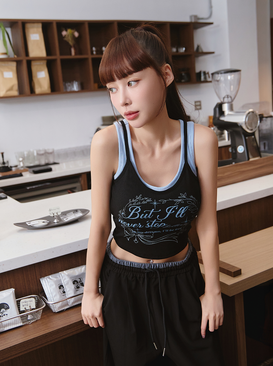假兩件撞色Bra背心