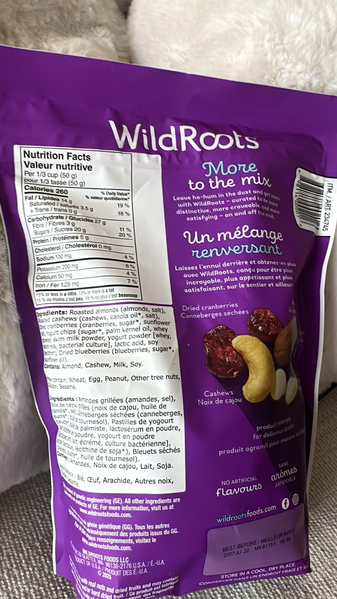 UU11 Wildroots 乳酪果仁 737g  **到期日: 約 2027/04
