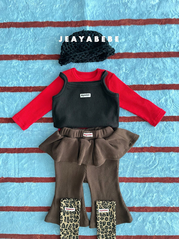正韓秋Jeaya 嫩嬰小童兩色花邊喇叭褲