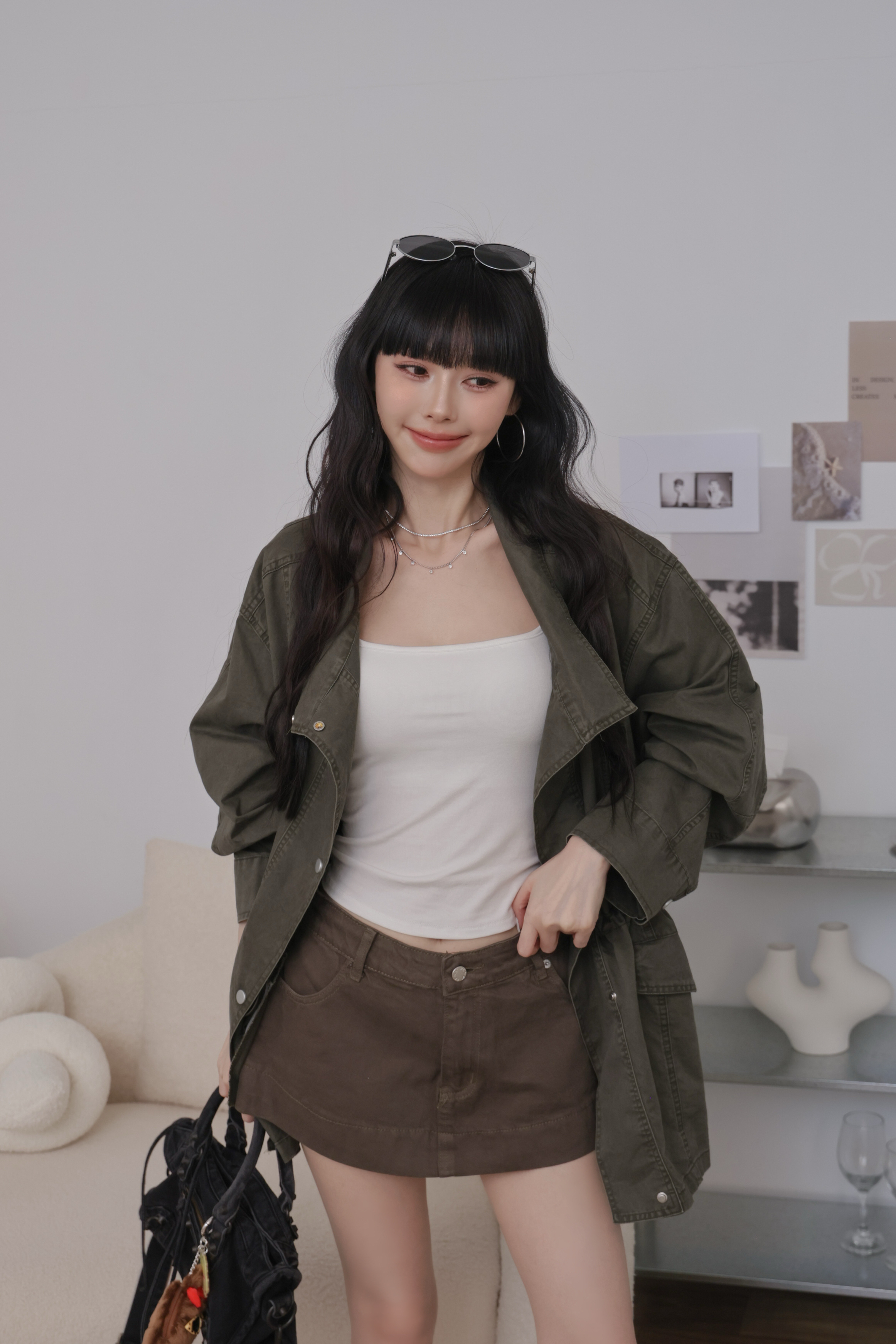 部長大推隨性縮腰風衣外套 R52