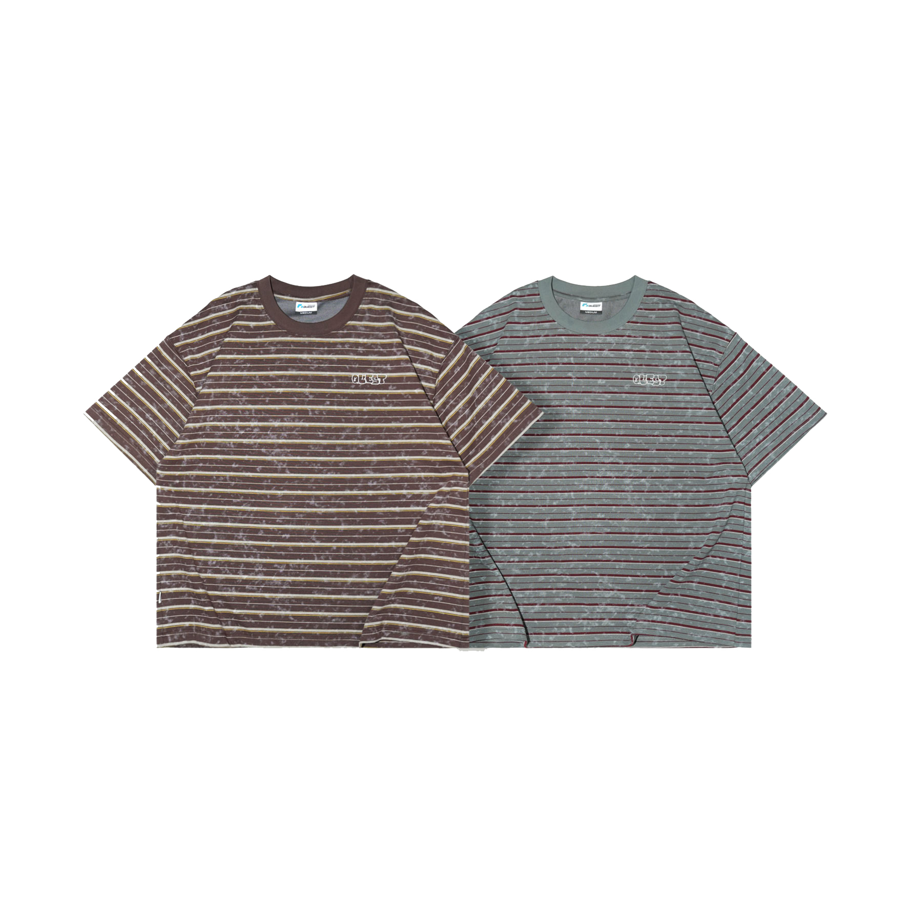【車庫服飾】QUEST 刺繡橫條紋短TEE / FADED STRIPED TEE