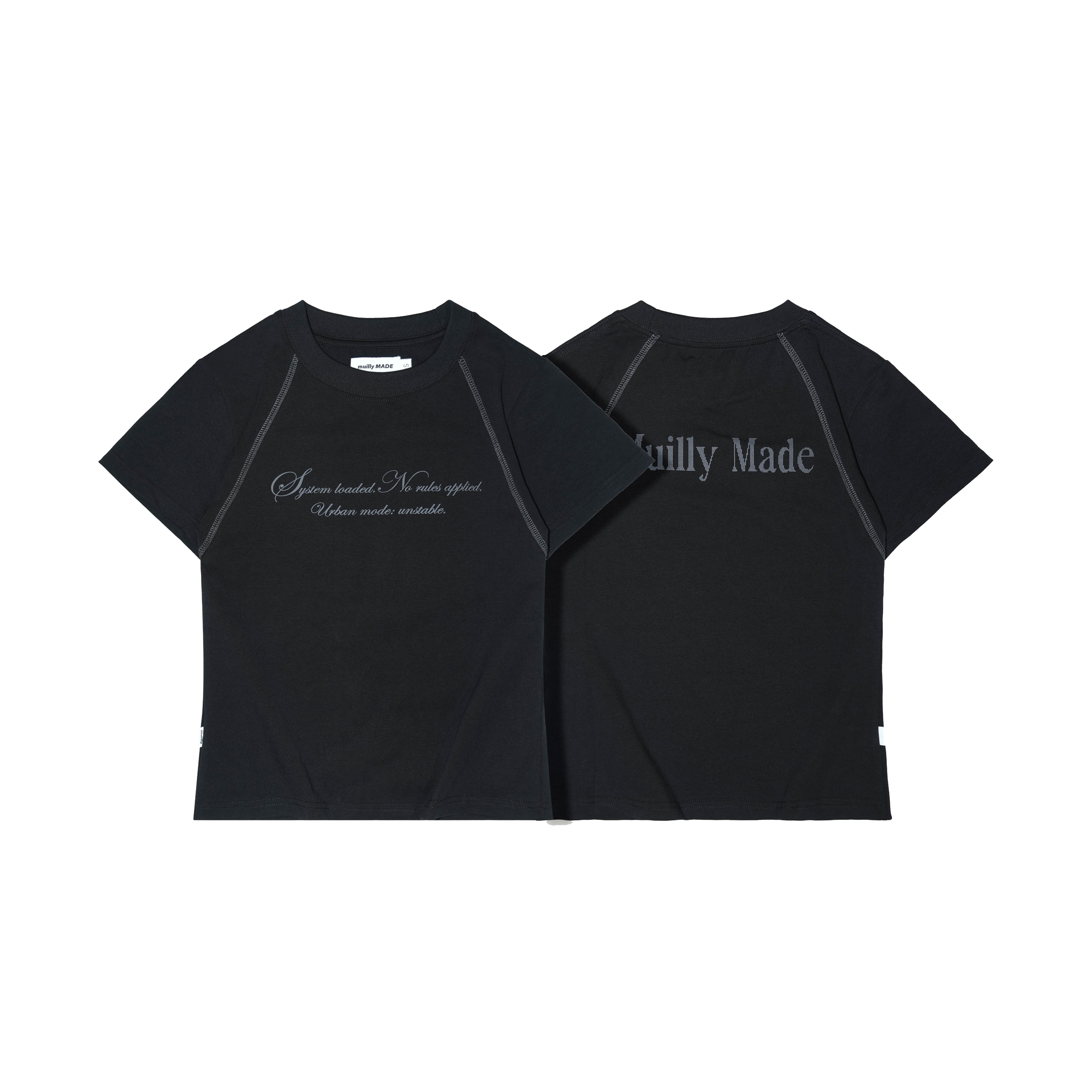 【車庫服飾】MUILLY 字體車線短TEE