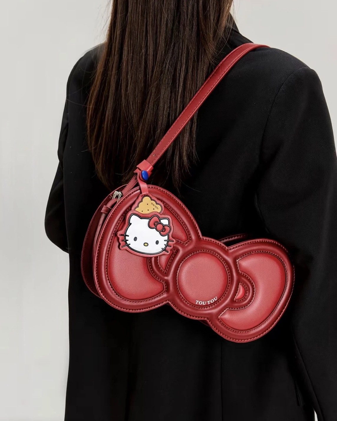 正版授權 TOUTOU X HELLO KITTY 三麗鷗 蝴蝶結腋下托特包