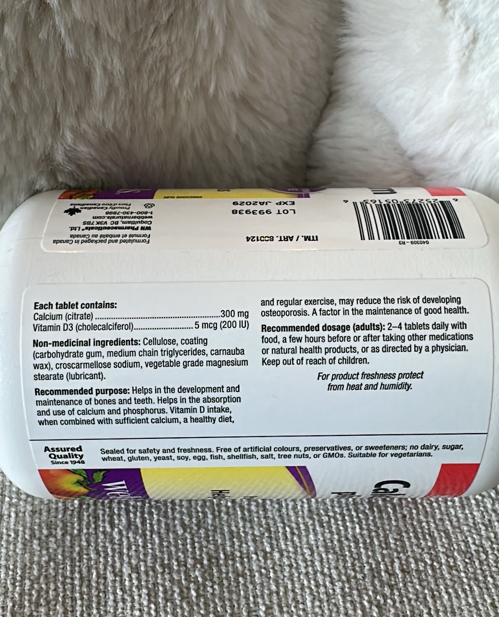 UU23 WN 檸檬酸鈣+維他命D3補鈣片300mg 350粒 **到期日:約 2028/11