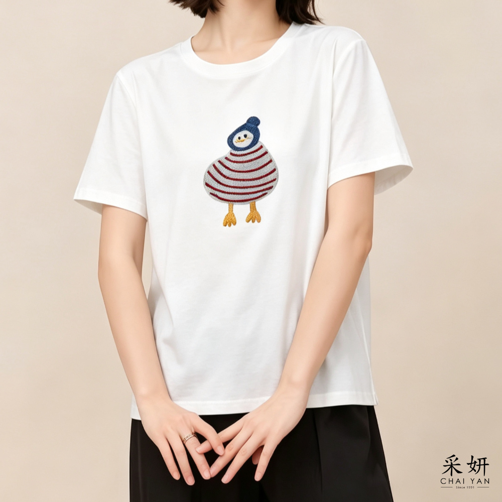 條紋小鴨印花短袖上衣