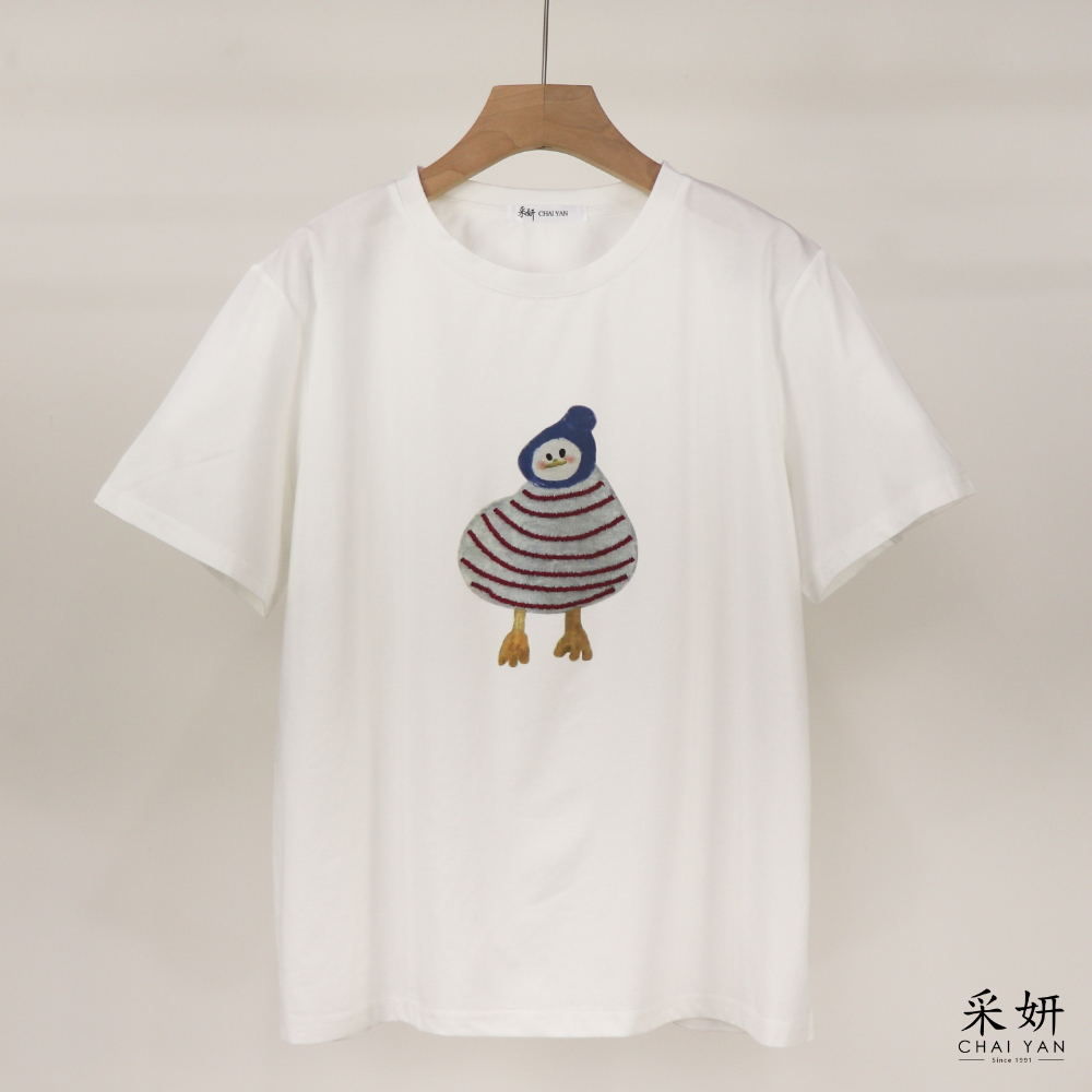 條紋小鴨印花短袖上衣