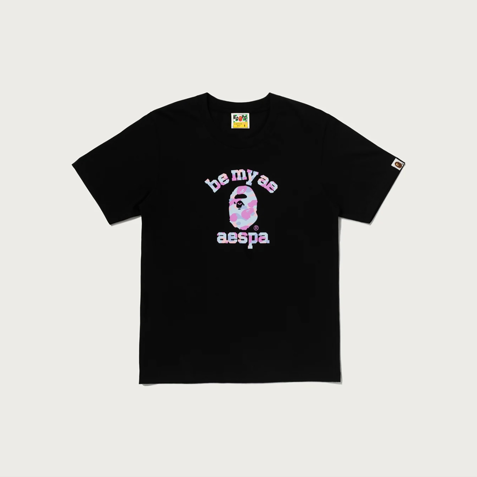 -(B3d04)-AESPA X A BATHING APE BAPE COLLEGE TEE LADIES 聯名款 迷彩 猿人 文字T 女版