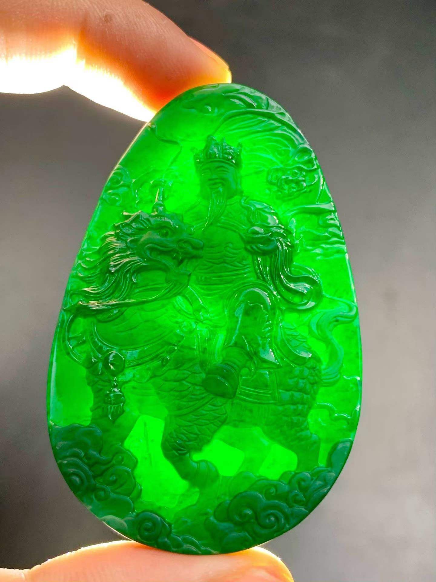翡翠墨翠麒麟財神,天然翡翠A玉, 緬甸玉, Jade, Jadeite