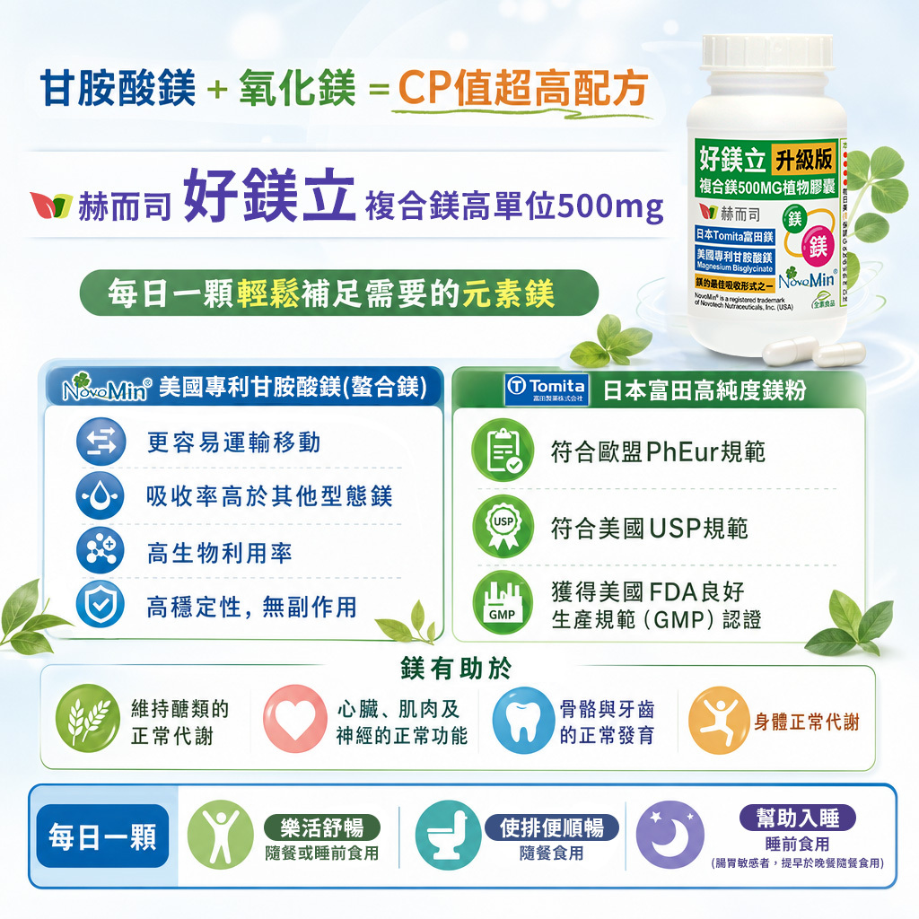 鎂功效 赫而司好鎂立複合鎂推薦給您