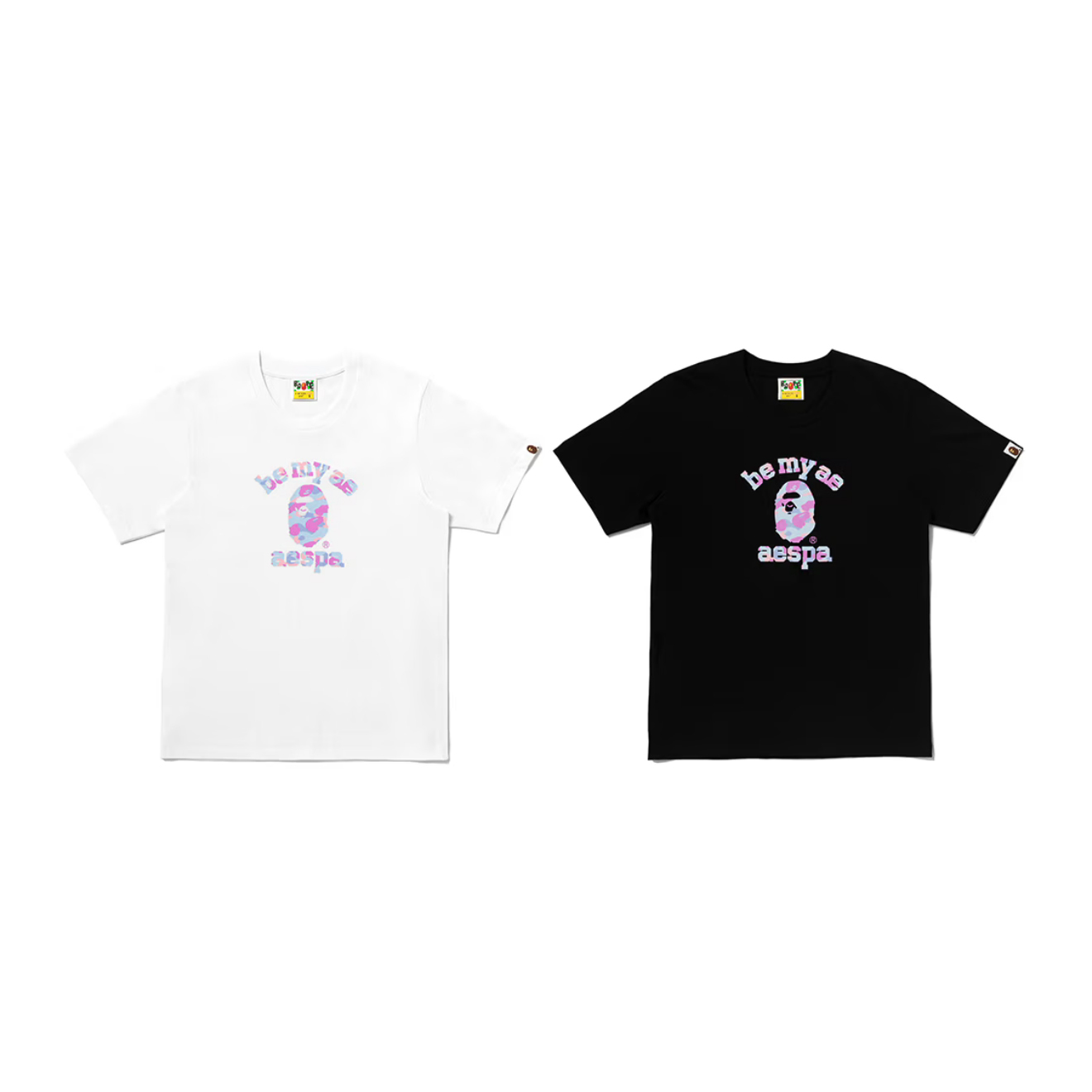 -(B3d04)-AESPA X A BATHING APE BAPE COLLEGE TEE LADIES 聯名款 迷彩 猿人 文字T 女版
