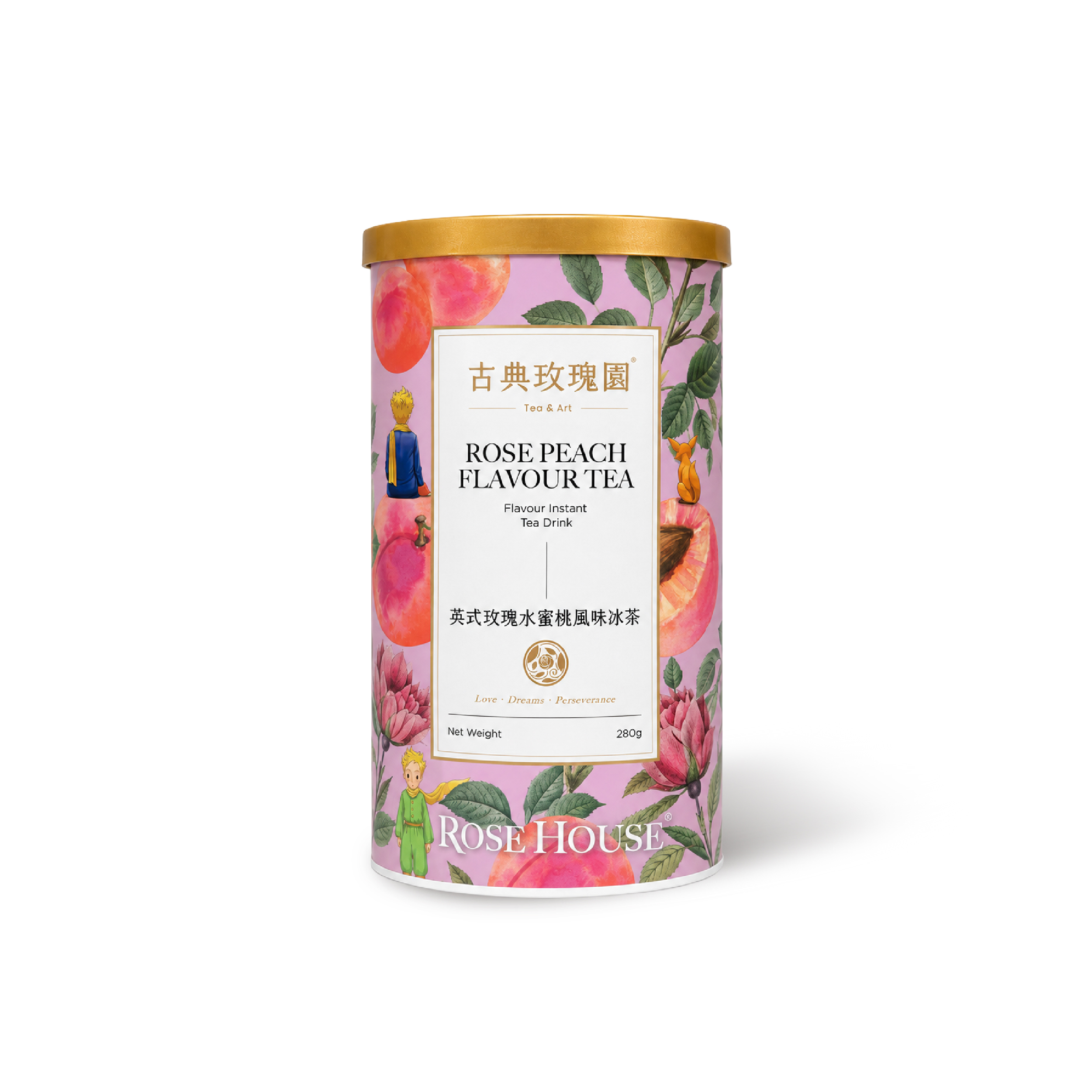 玫瑰水蜜桃風味冰茶 280g茶粉/罐裝