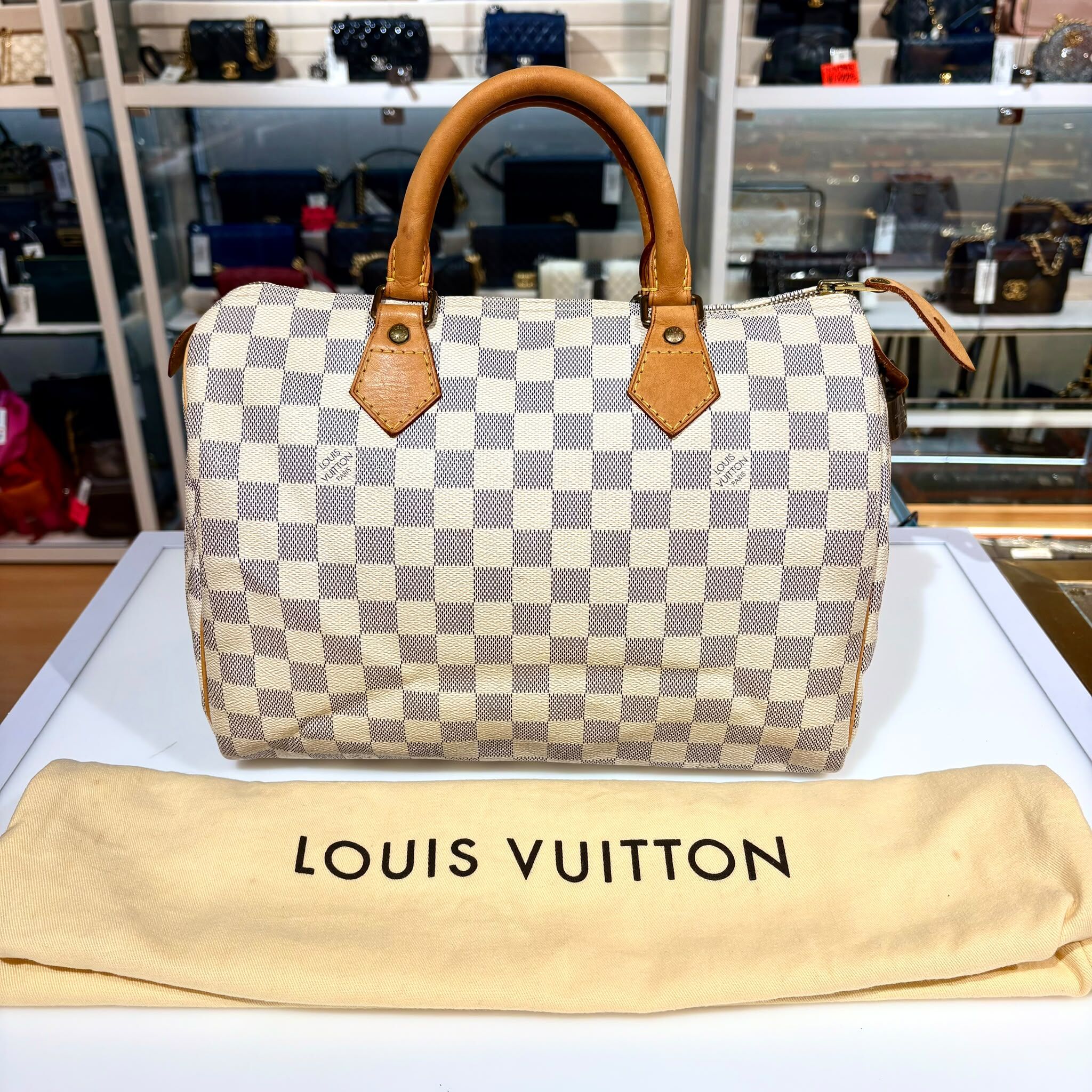 95%NEW二手LV SPEEDY 30, N41533,  白色棋盤格帆布, #香榭站正品