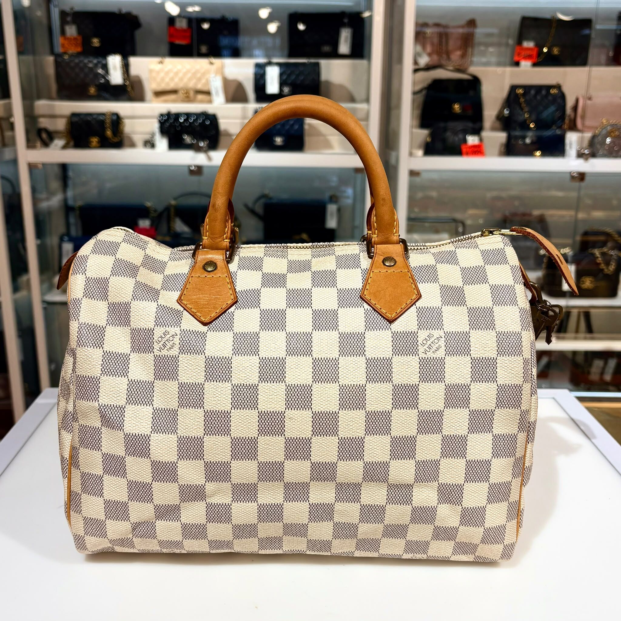 95%NEW二手LV SPEEDY 30, N41533,  白色棋盤格帆布, #香榭站正品