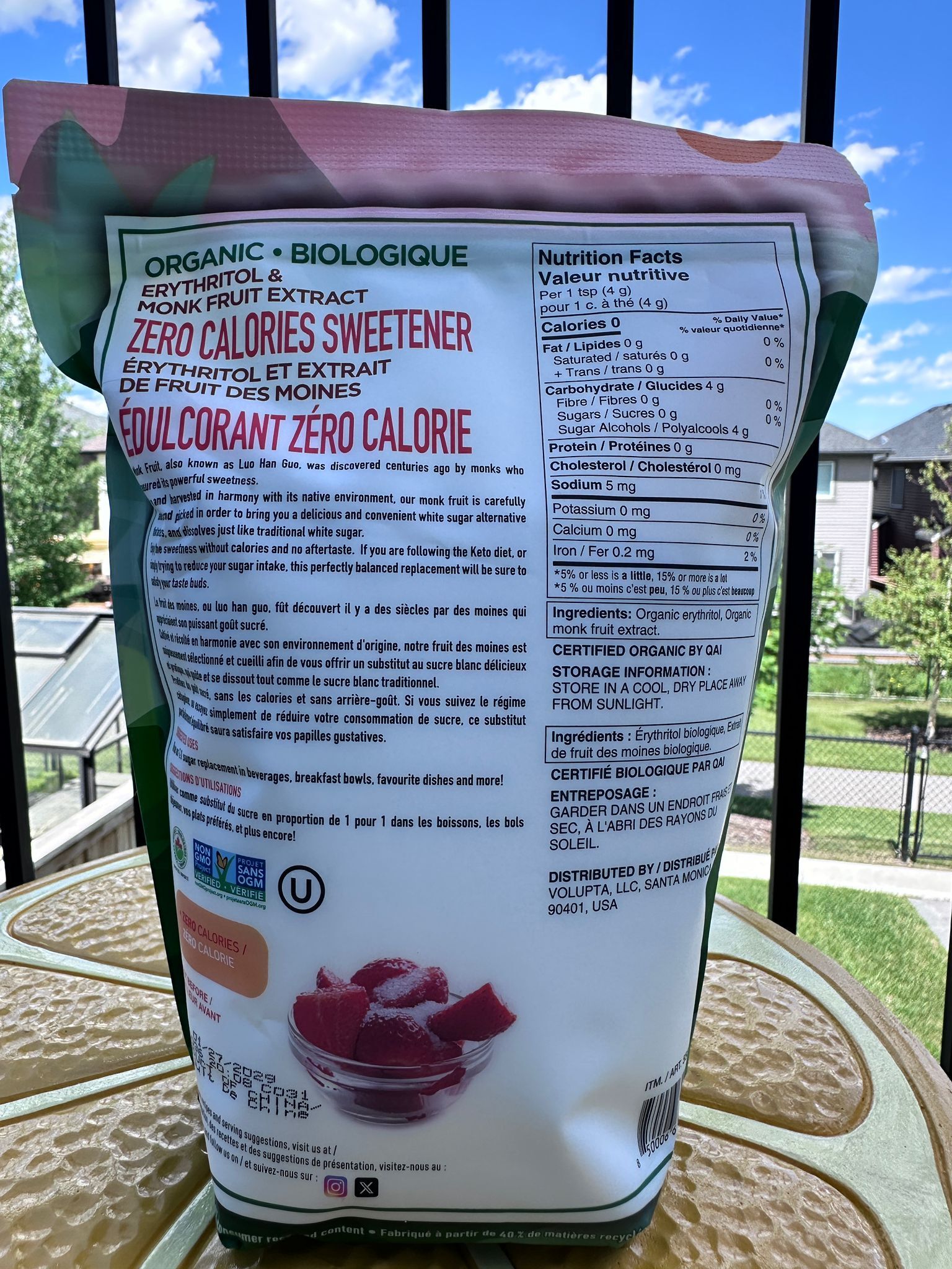 UU51 Volupta Erythritol & Monk Fruit Extract Sweetener 羅漢果糖 1.36kg  **到期日:約 2029/02