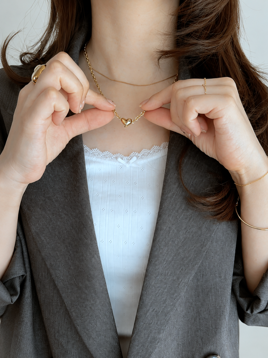 SS magnet heart lock necklace