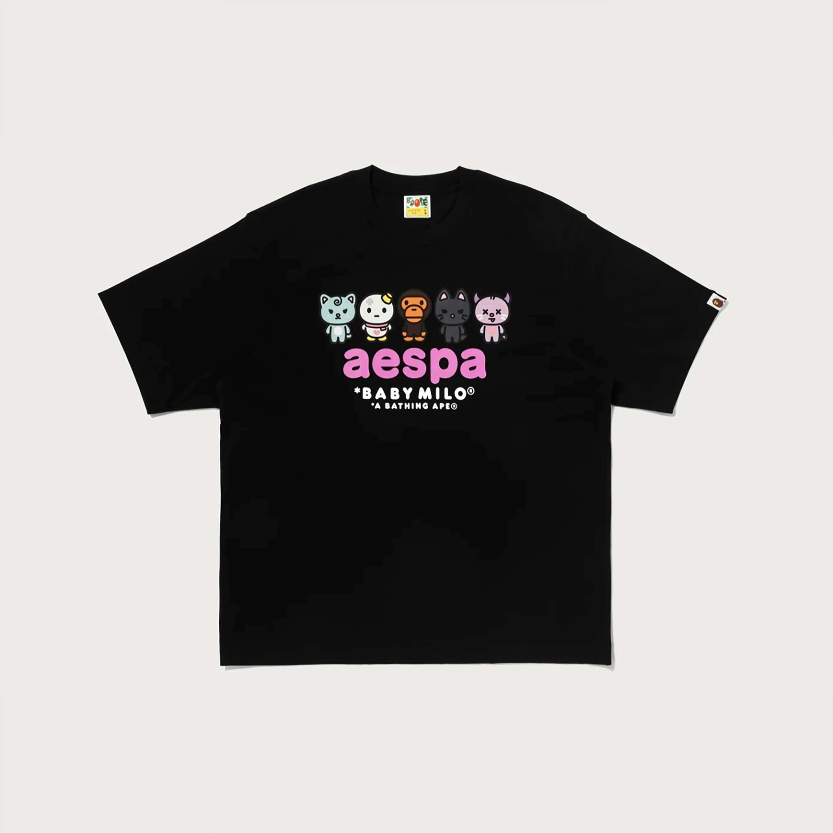 -(B3e04)-AESPA X A BATHING APE BABY MILO RELAXED FIT MENS 粉字 寬鬆版 男款