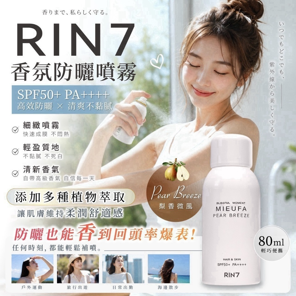 WSBB12444  🇰🇷 韓國 RIN7 香氛防曬噴霧 80ml（單罐）（9月底）