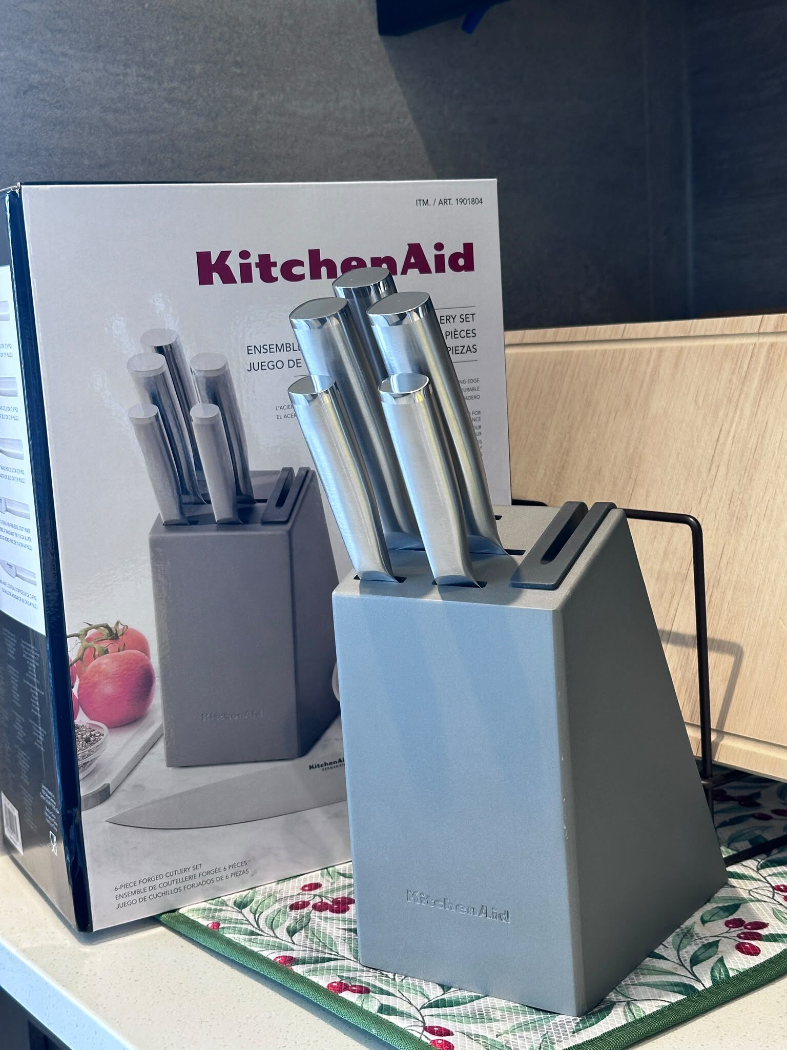 UU75 KitchenAid一體不銹鋼刀具六件套裝(內置磨刀器)