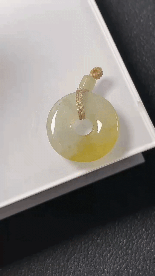 722324 翡翠冰黃子母扣 (18.7mm直徑)