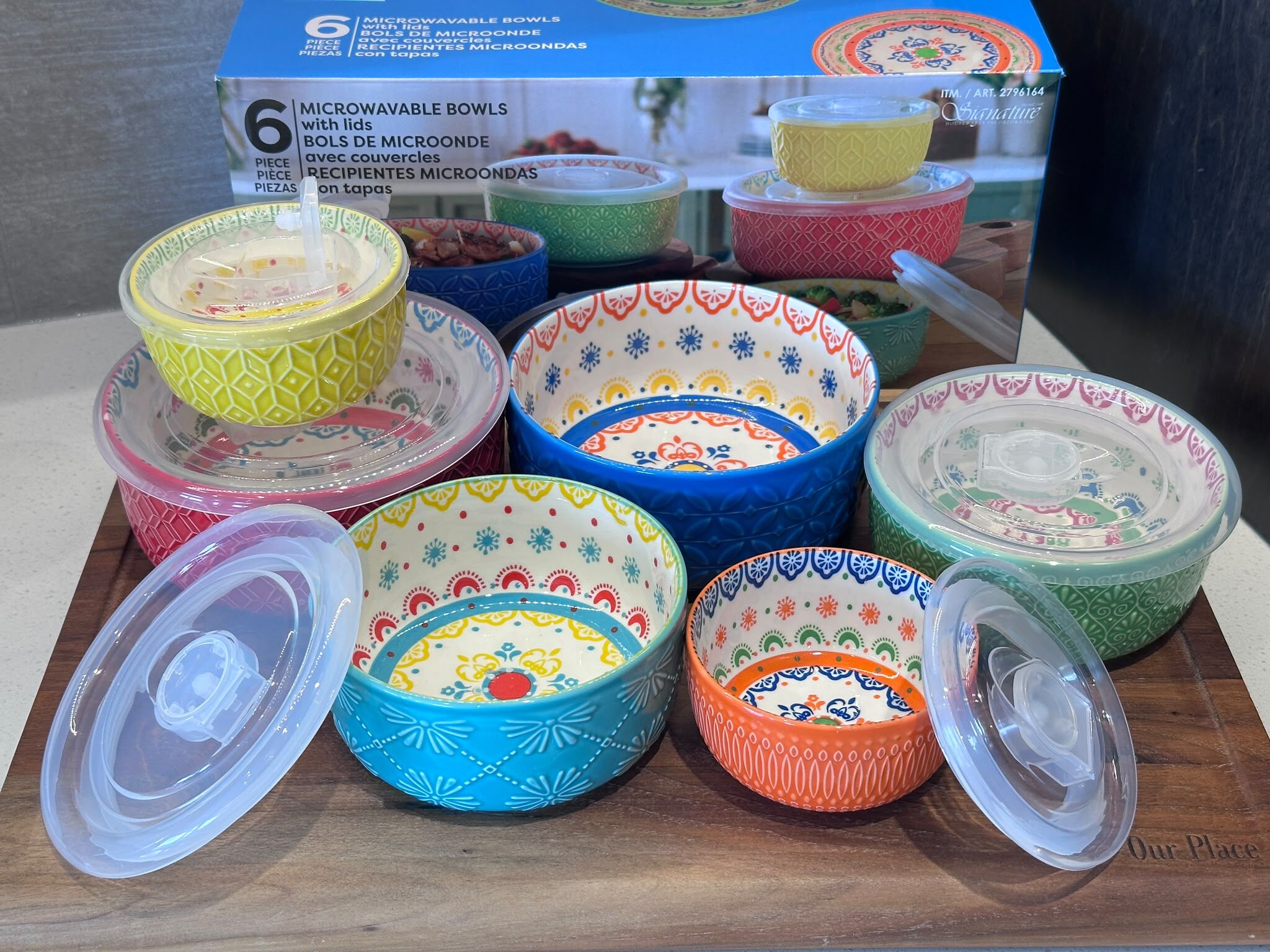 UU76 Signature煥彩菱紋陶瓷碗連密封蓋(可放微波爐)12件裝