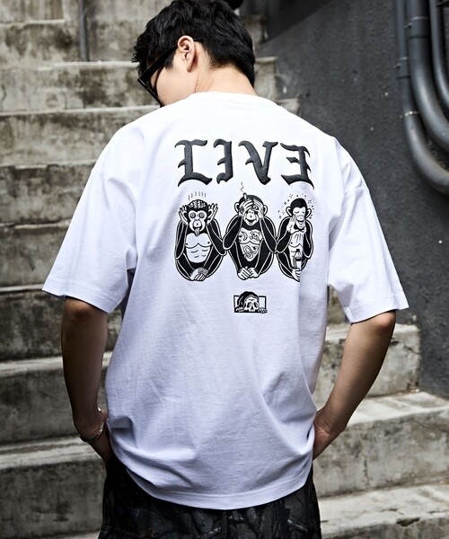 LURKING CLASS x FREAK'S STORE / Vintage-Processed Print T-Shirt