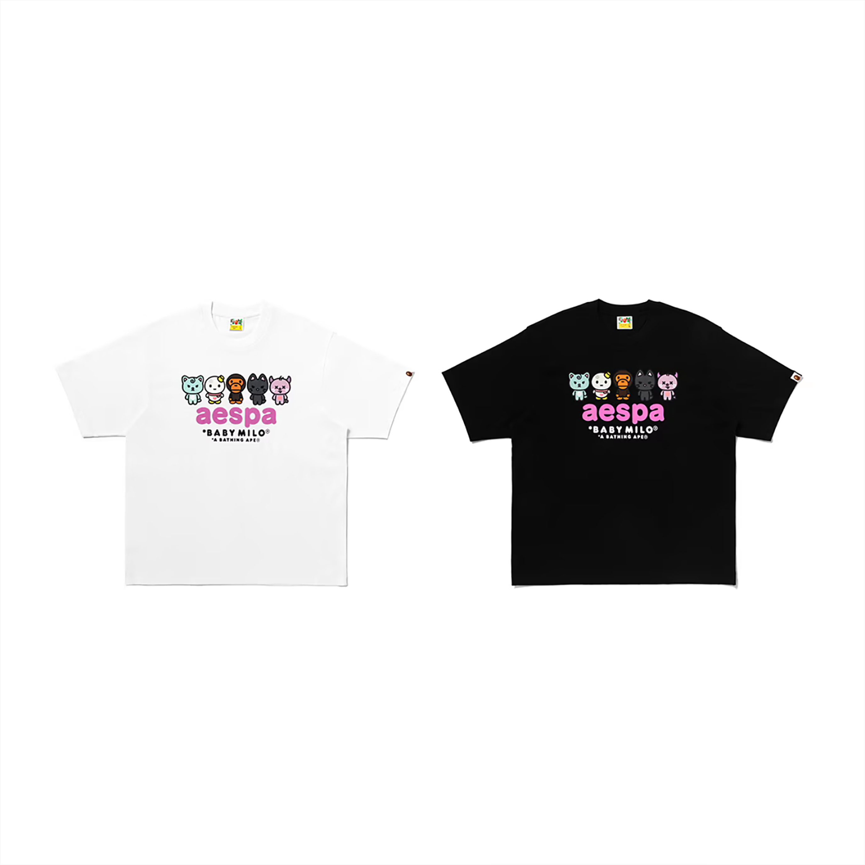 -(B3e03)-AESPA X A BATHING APE BABY MILO RELAXED FIT MENS 粉字 寬鬆版 女款