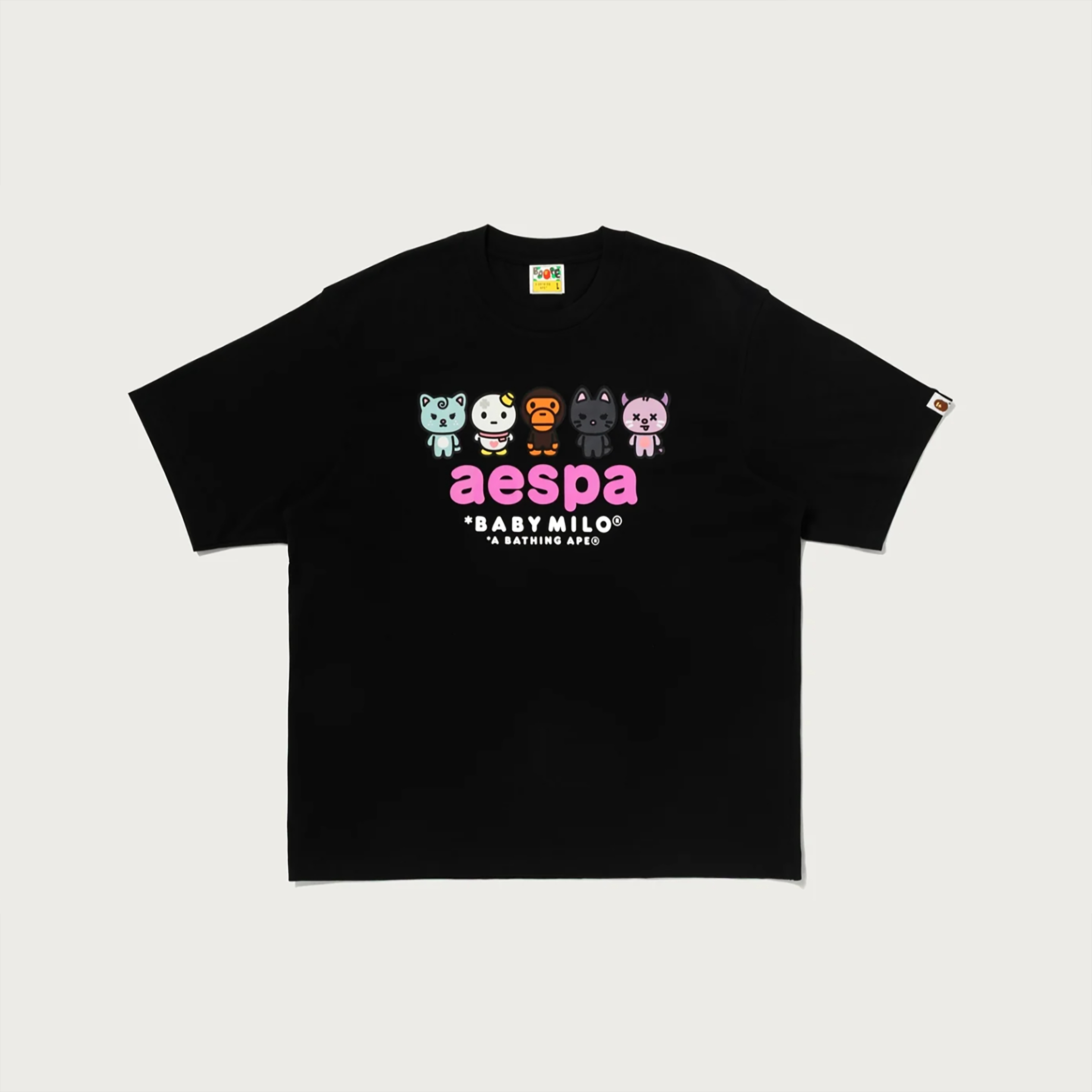-(B3e03)-AESPA X A BATHING APE BABY MILO RELAXED FIT MENS 粉字 寬鬆版 女款