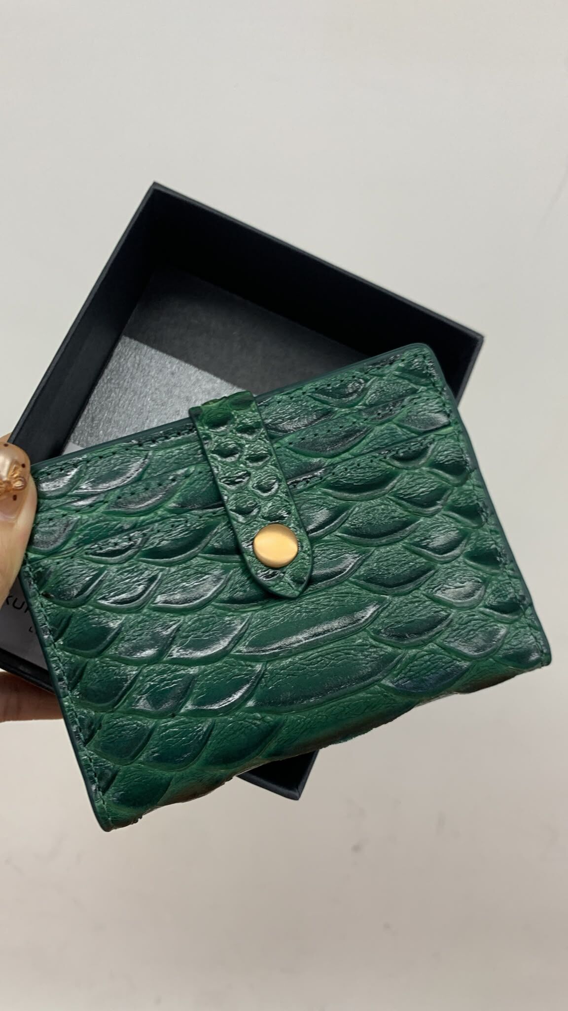 英國代購 KG Kurt Geiger 18 Kurt Geiger BRIXTON MULTI CARD -GREEN（牛皮蛇紋） 輕微甩皮（瑕疵）