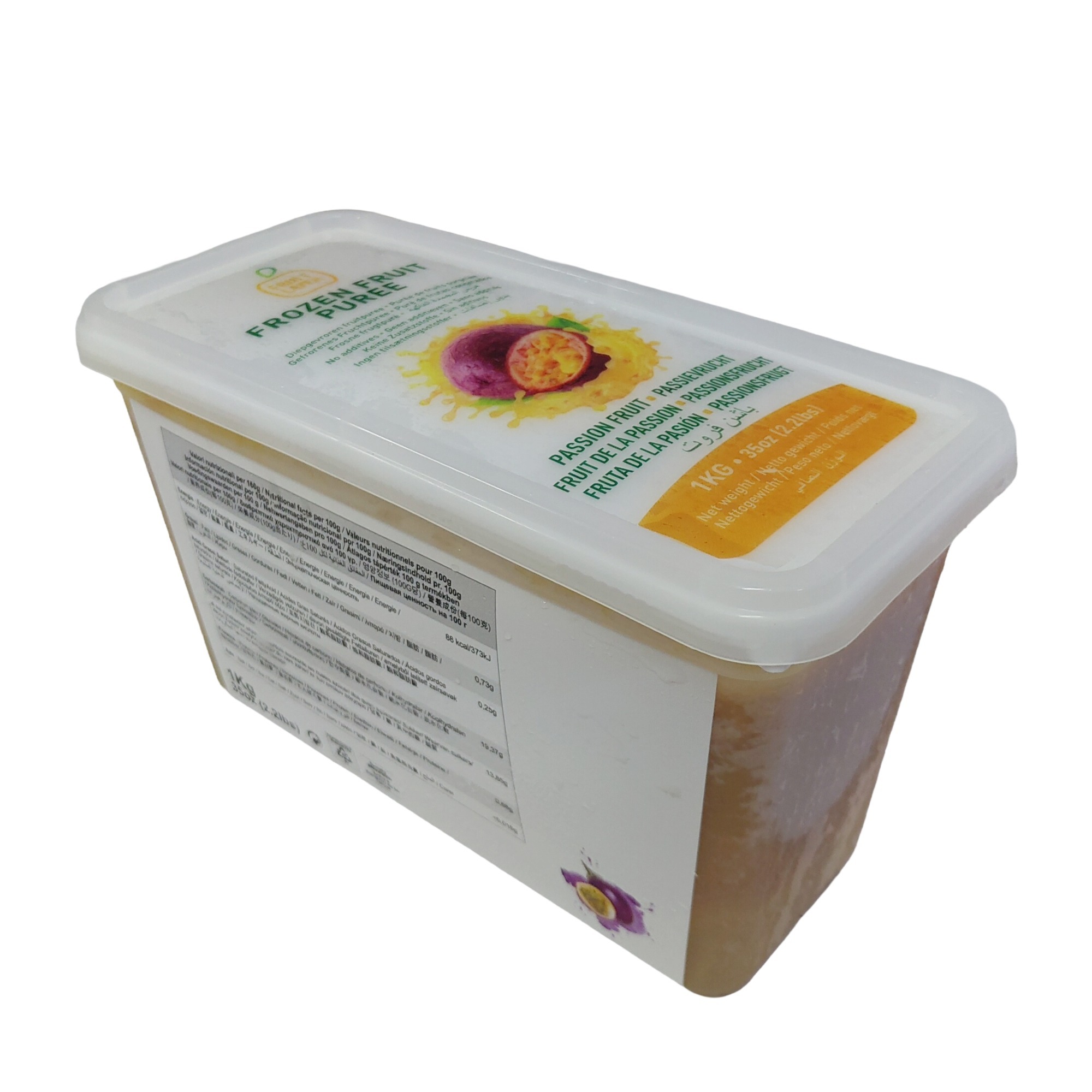 Belgium (Fruit Layer) IQF Passion Fruit Puree Sweetened 10% Sugar 1kg /box (-18C)