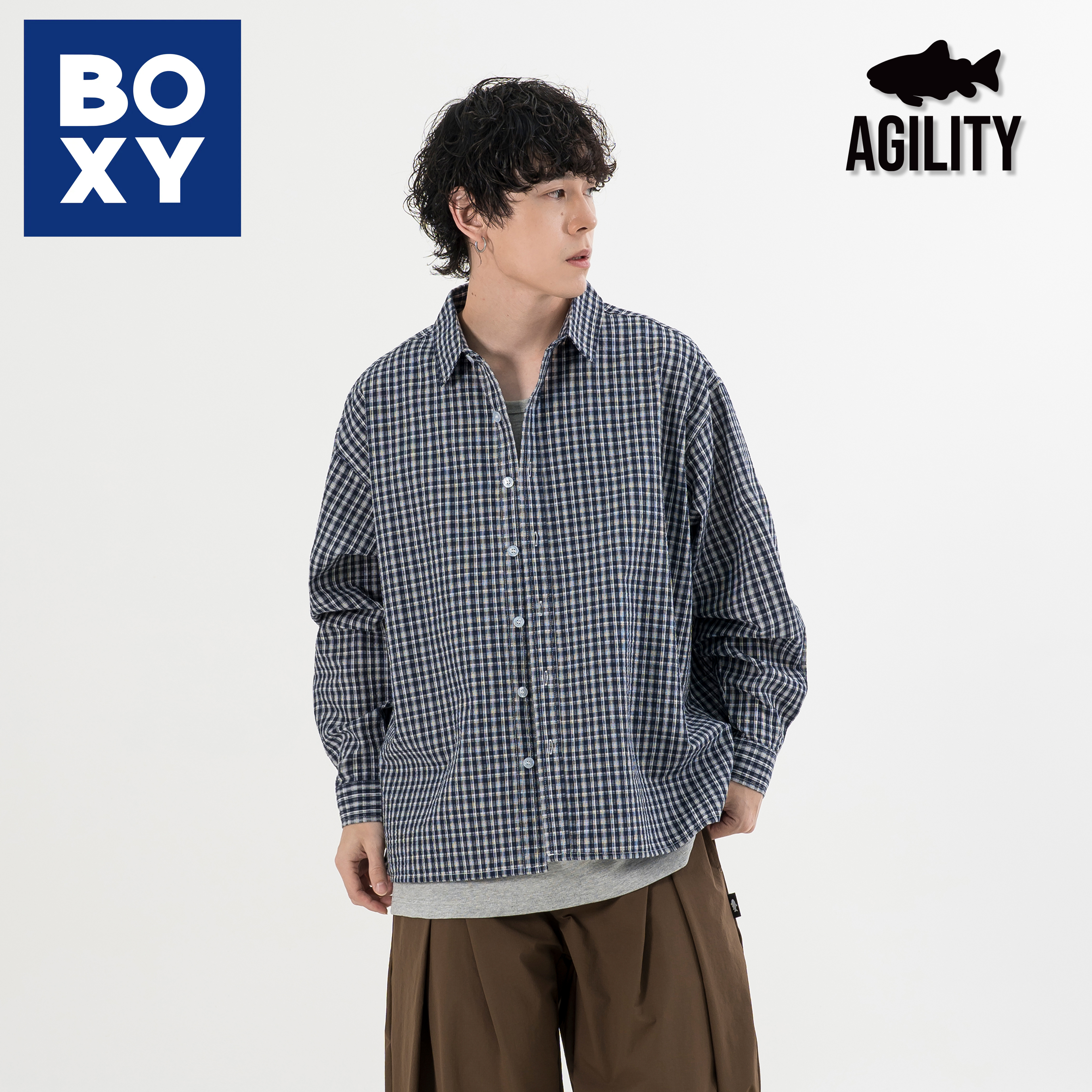 AGILITY Boxy Fit Seersucker LS Shirt 寬短 泡泡紗 長袖襯衫 [SH-N08]