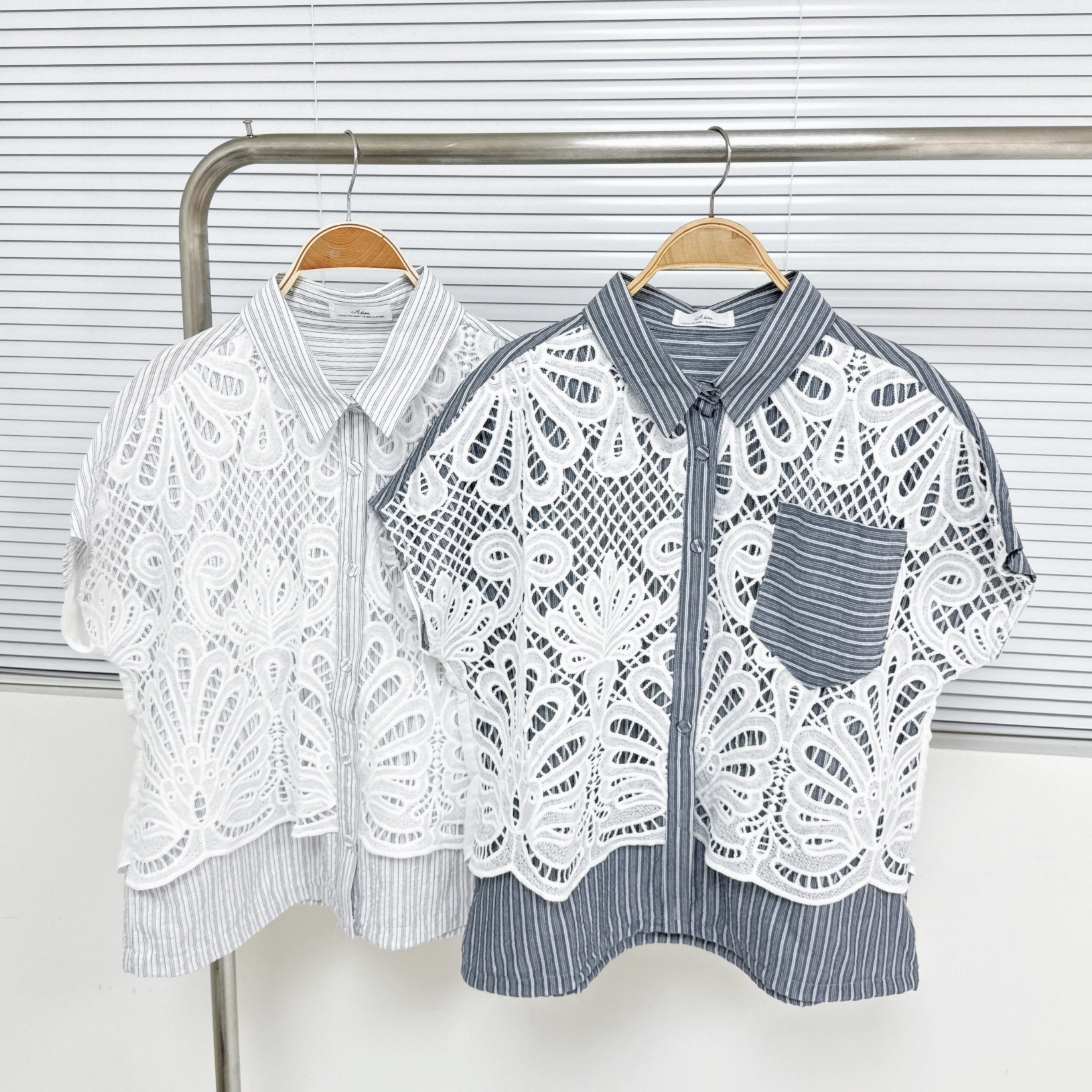 【廠家制】條子通花短袖恤 (A16-A17)