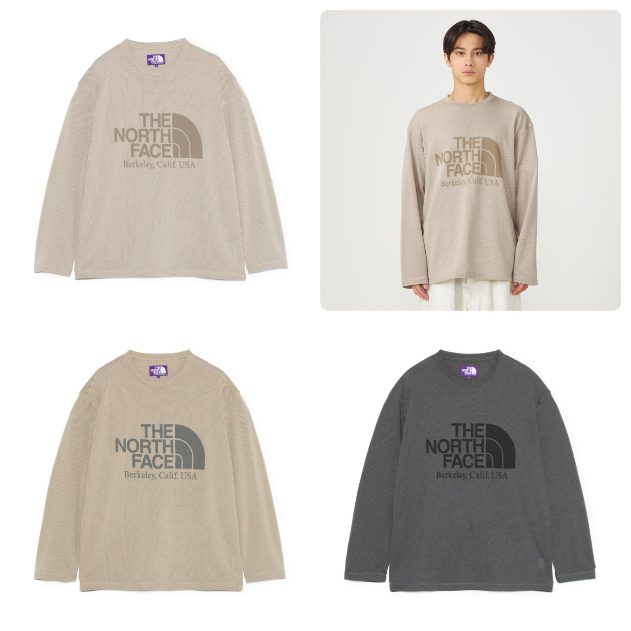 預購┃TNF 紫標 Mesh Field Long Sleeve Tee 網眼 寬版 LOGO 長T
