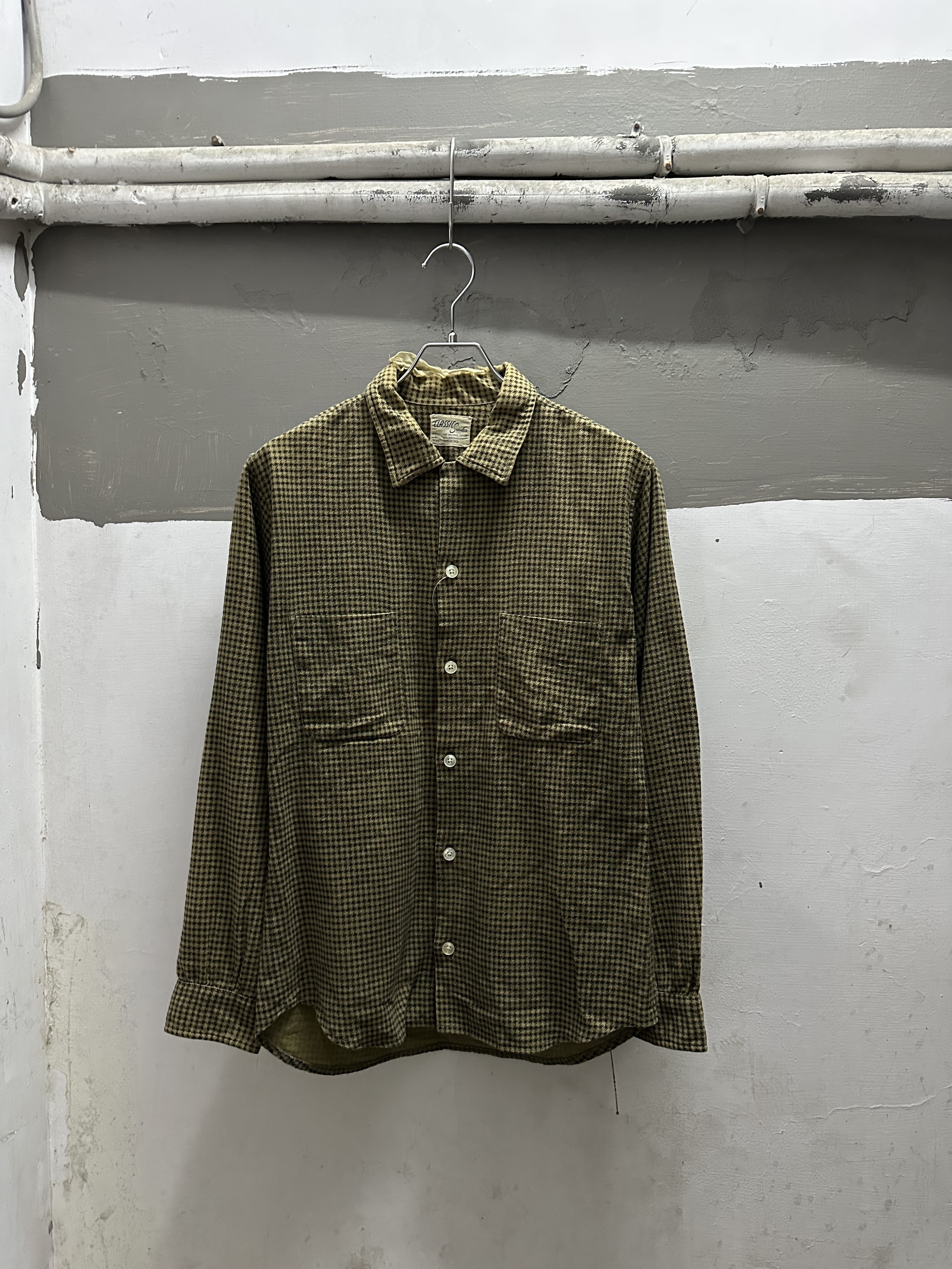 60’s Cotton Flannel Print Flannel Shirt “Damage”