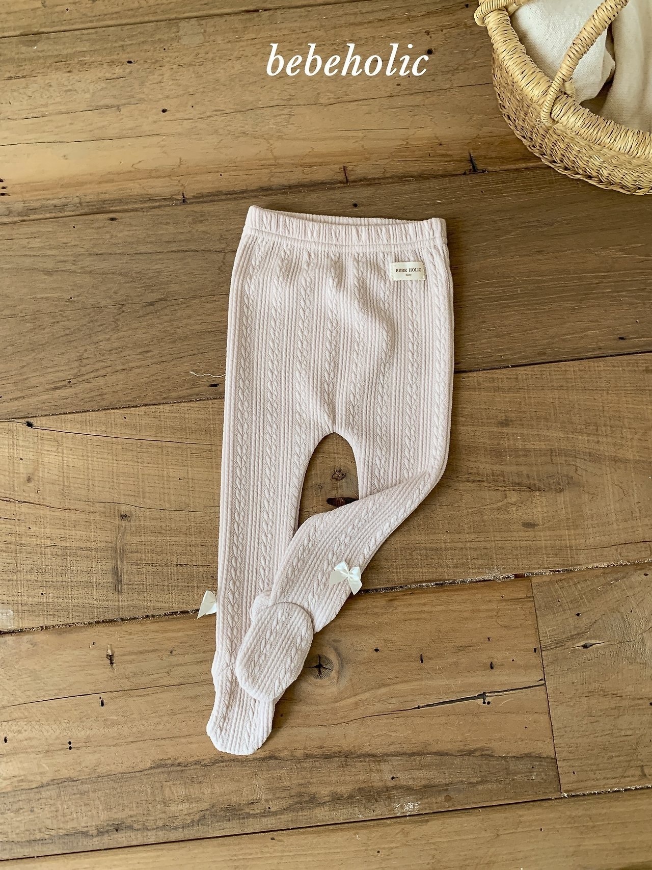 BEBE HOLIC Tone Tone Ribbon Footed Leggings
