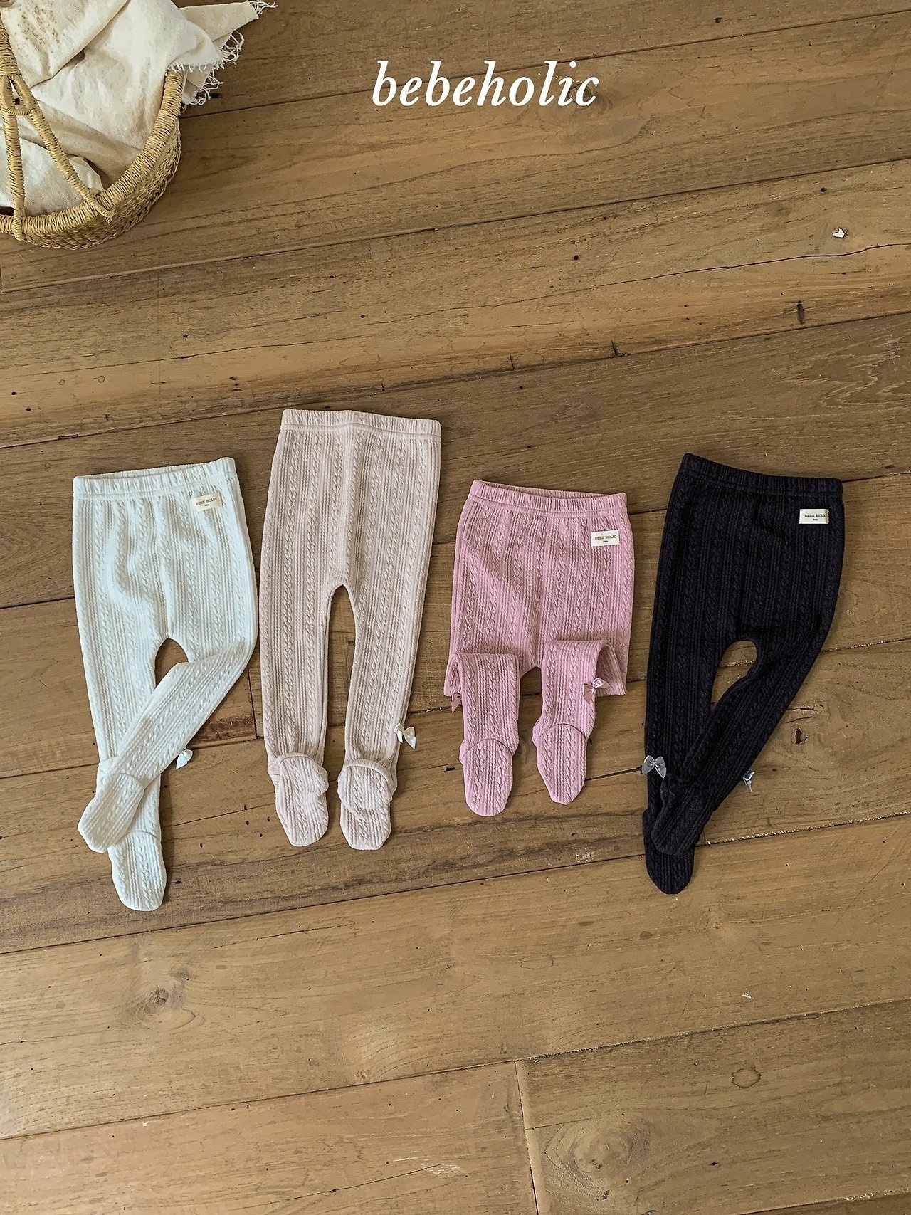 BEBE HOLIC Tone Tone Ribbon Footed Leggings