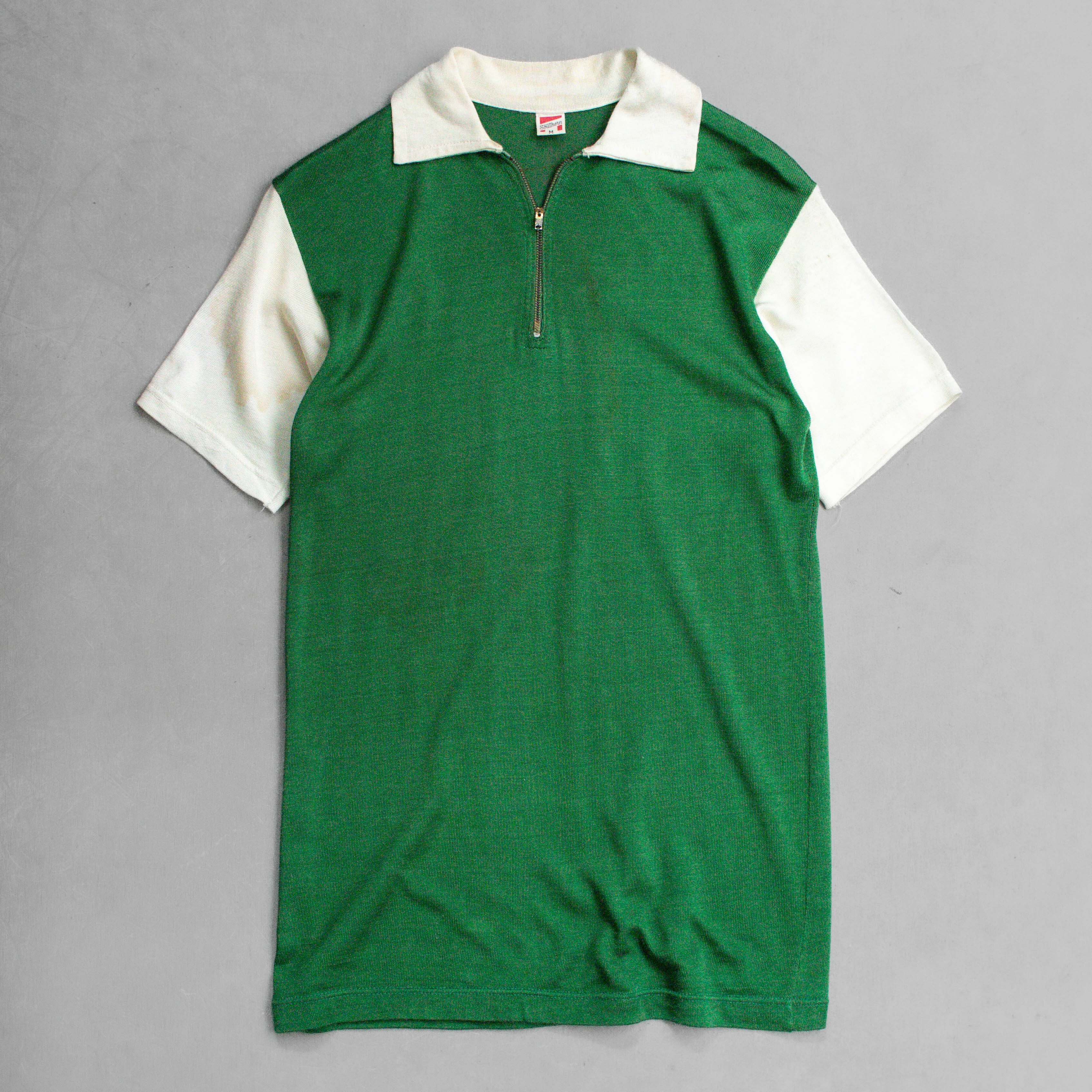 50S RUSSELL RAYON ATHLETIC TEE 美國製 綠色 嫘縈 半拉鍊 短袖 T恤