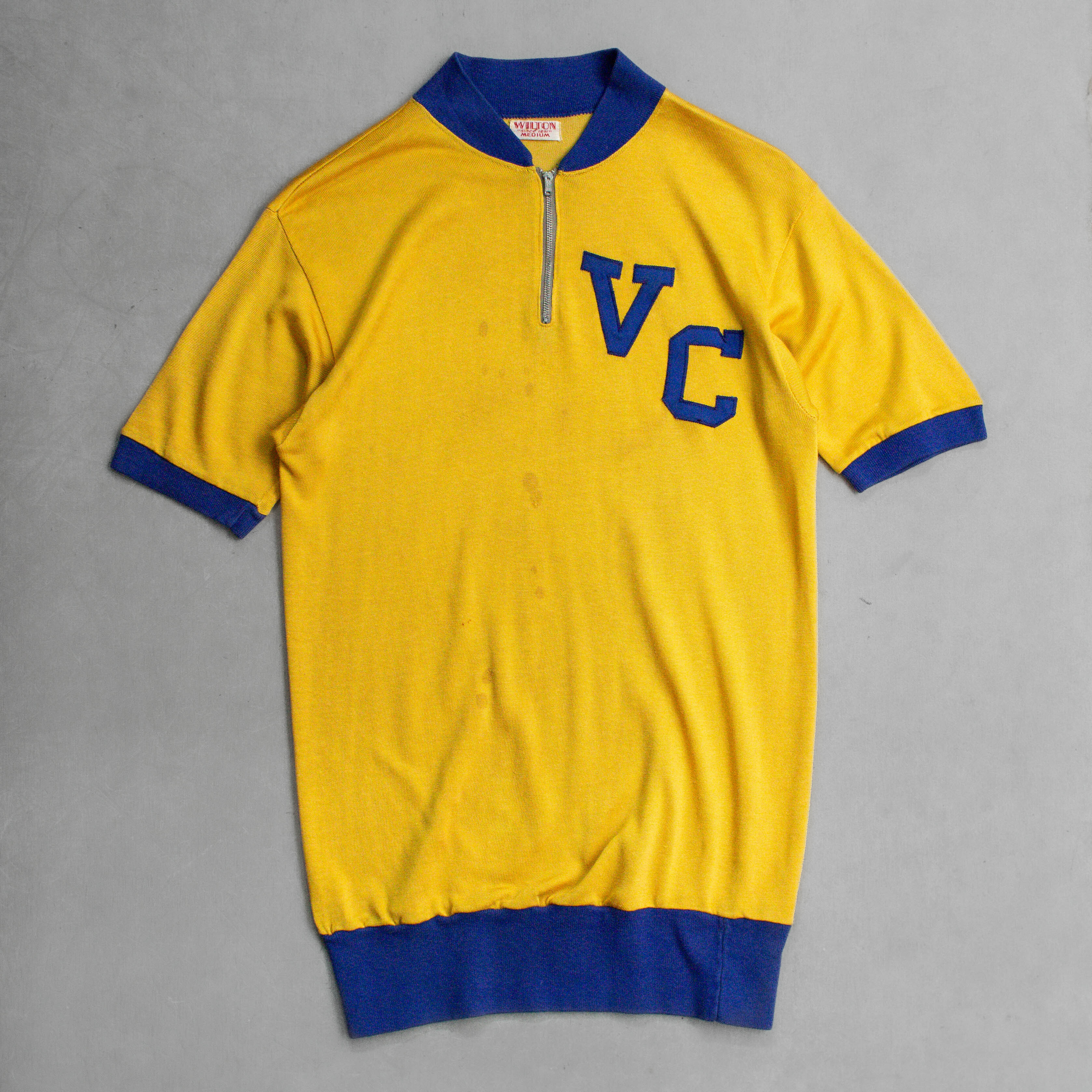 50S WILTON RAYON ATHLETIC TEE 美國製 黃色 嫘縈 半拉鍊 短袖 T恤