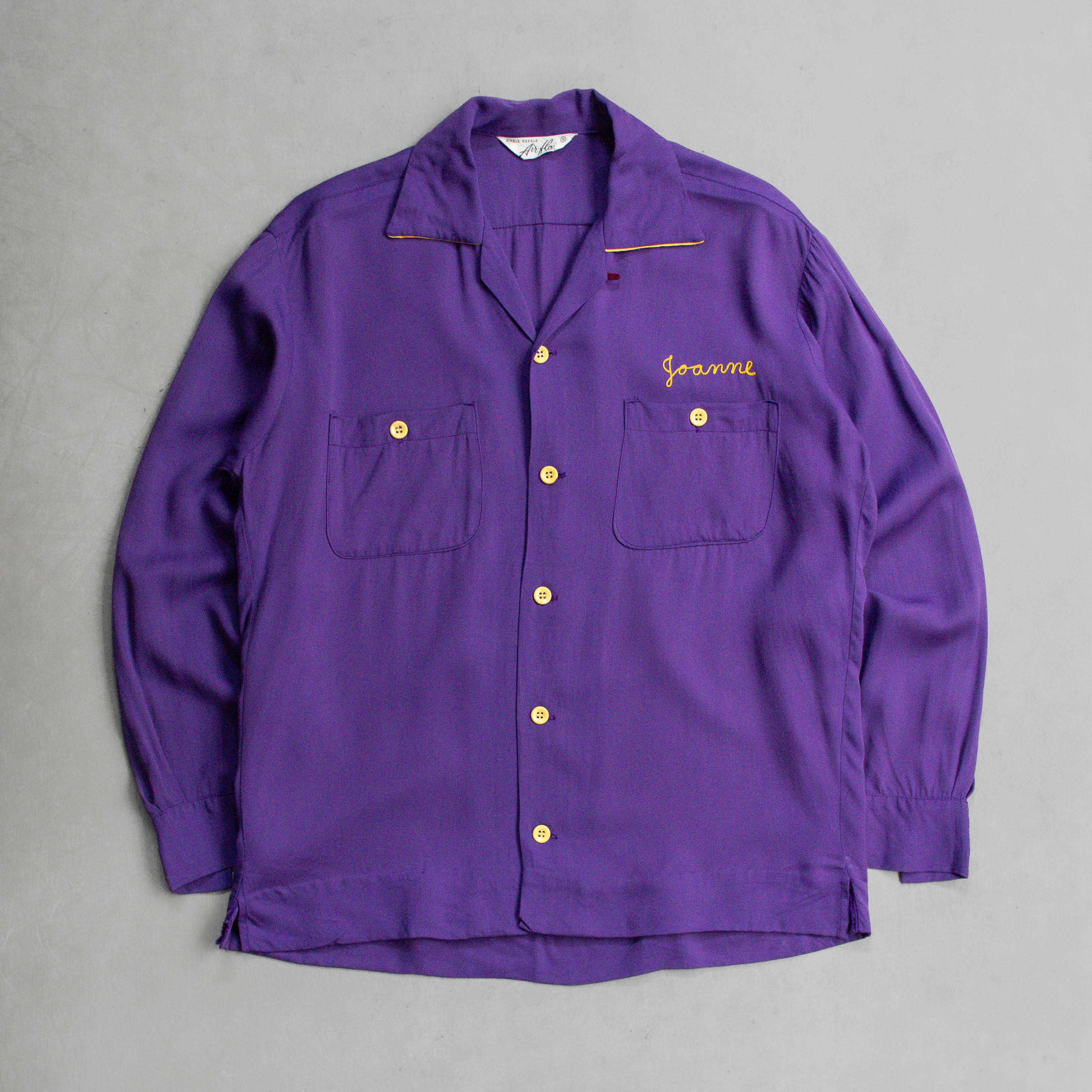 50S CHAINSTITCH RAYON OPEN SHIRT 美國 紫色 鎖鏈 開領 嫘縈 長袖 襯衫